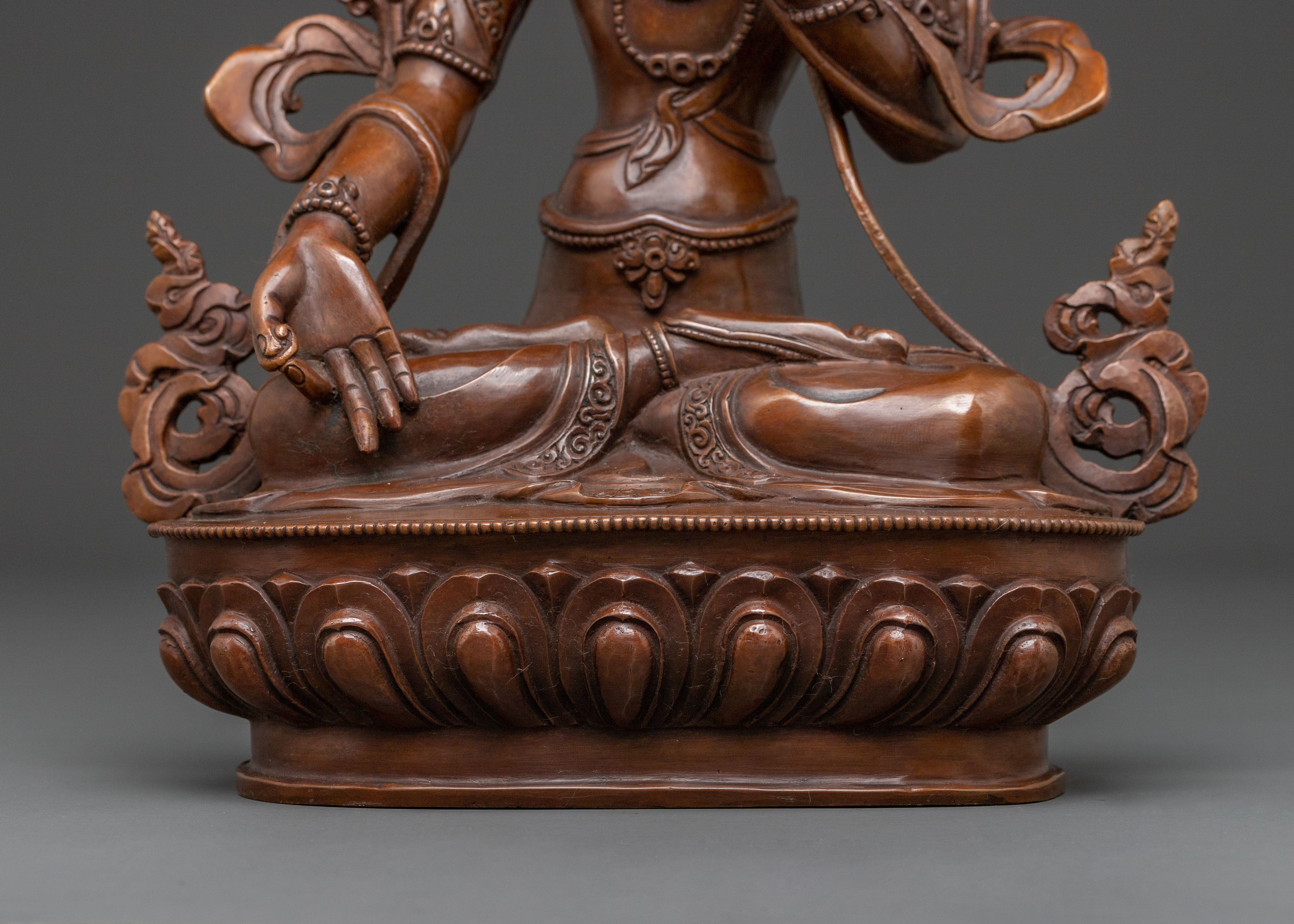 White Tara Sacred Copper Statue – Artisanal Finish