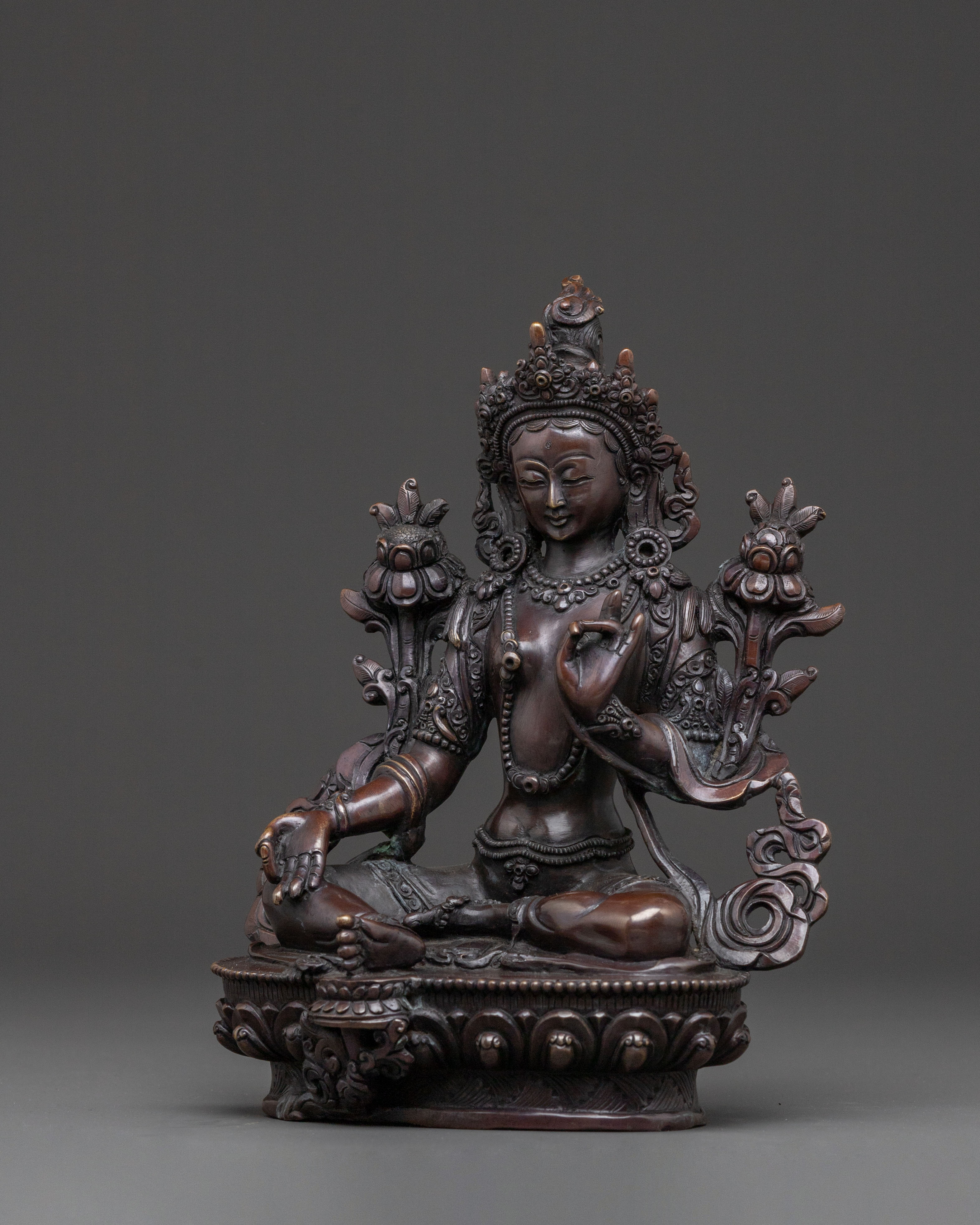 Green Tara Statue | Handcrafted Oxidized Copper Art