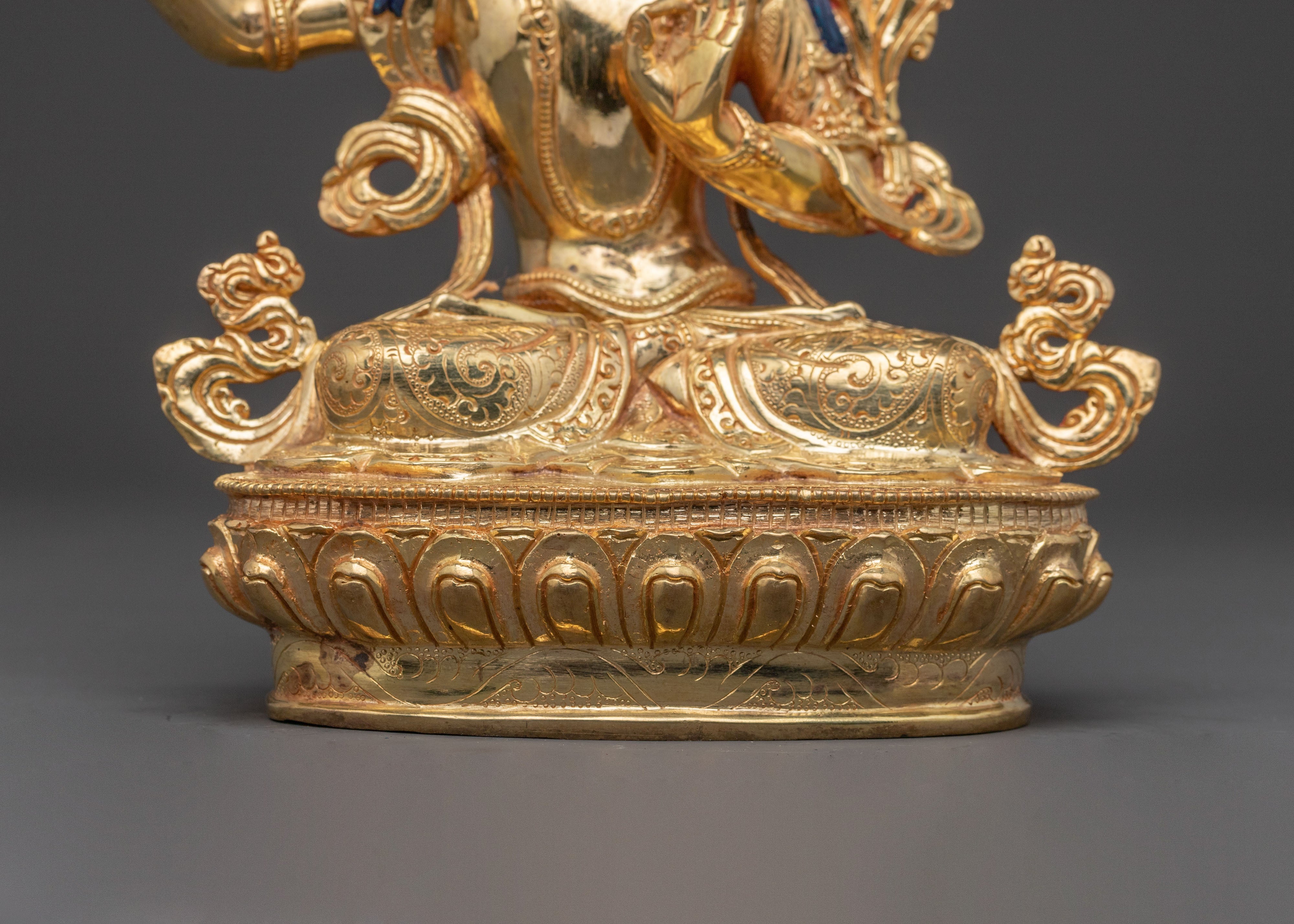 Blessing Statue of Manjushri – Hand-Gilded Copper Statue