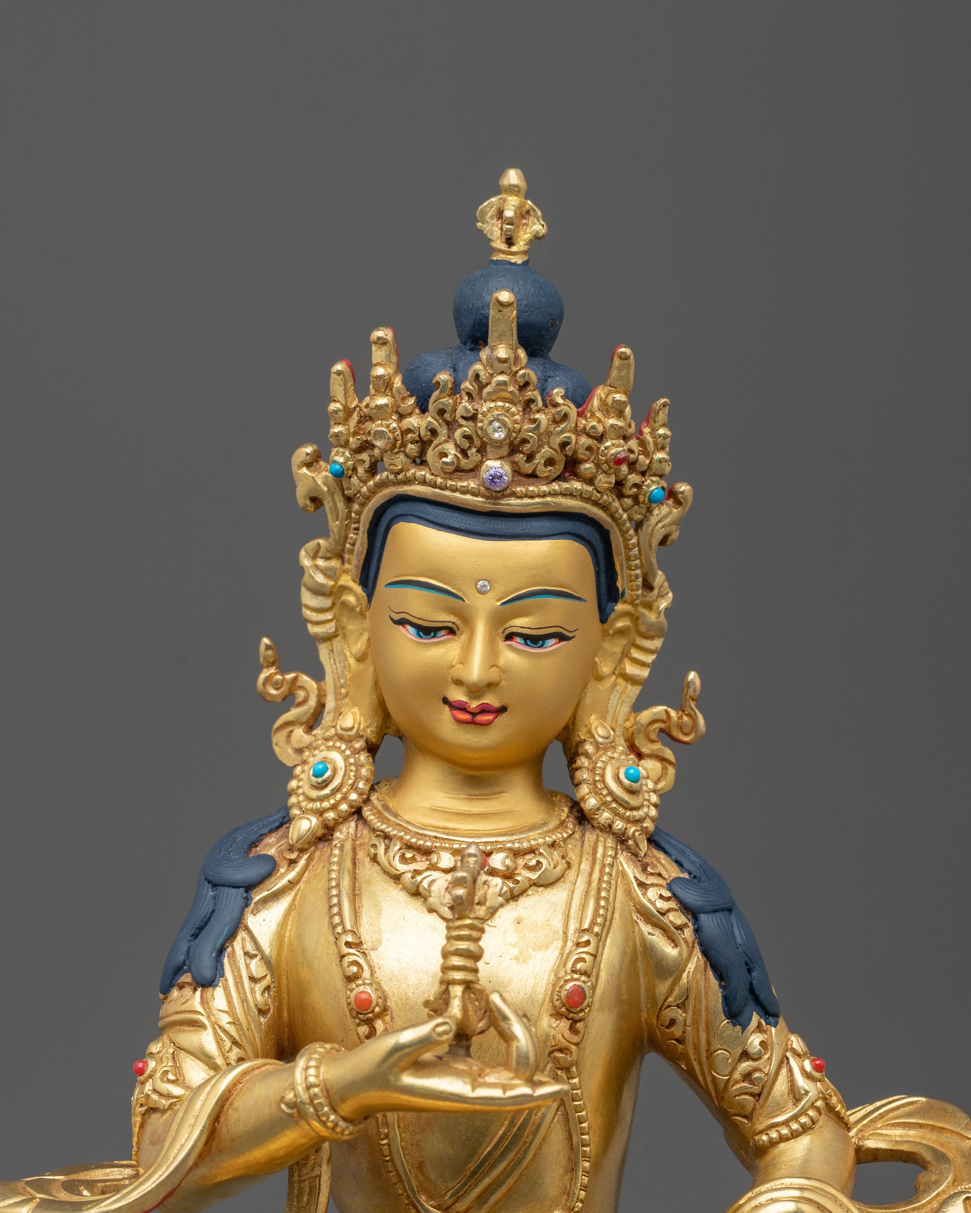 Hand-Crafted Vajrasattva 24K Gold Gilded Statue | Tibetan Deity