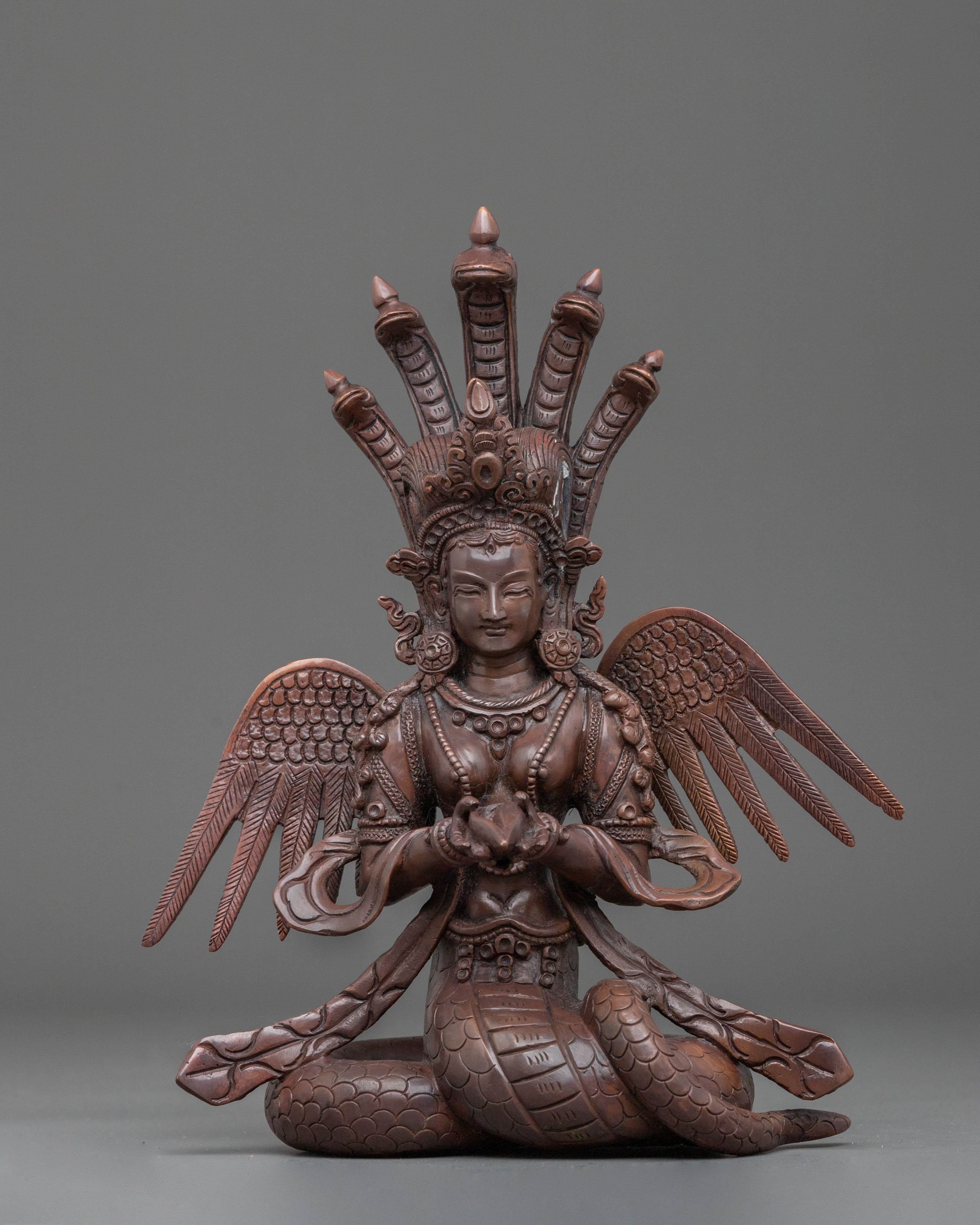 Handmade Nagkanya Sculpture: Serpent Goddess of Protection and Wisdom