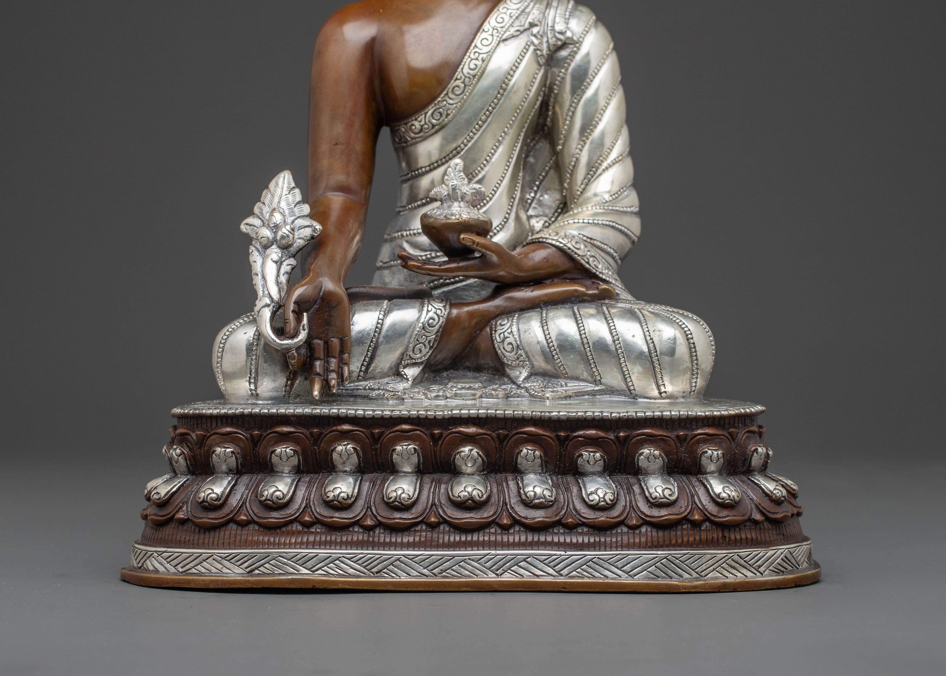 Medicine Buddha Statue – Oxidized Copper & 24K Gold