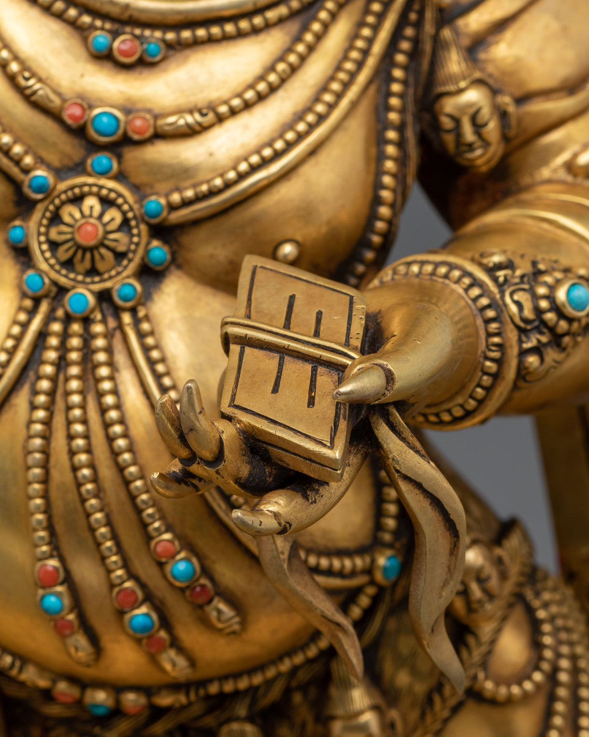 Black Manjushri Copper Figurine – 24K Gold Gilded Premium Artistry