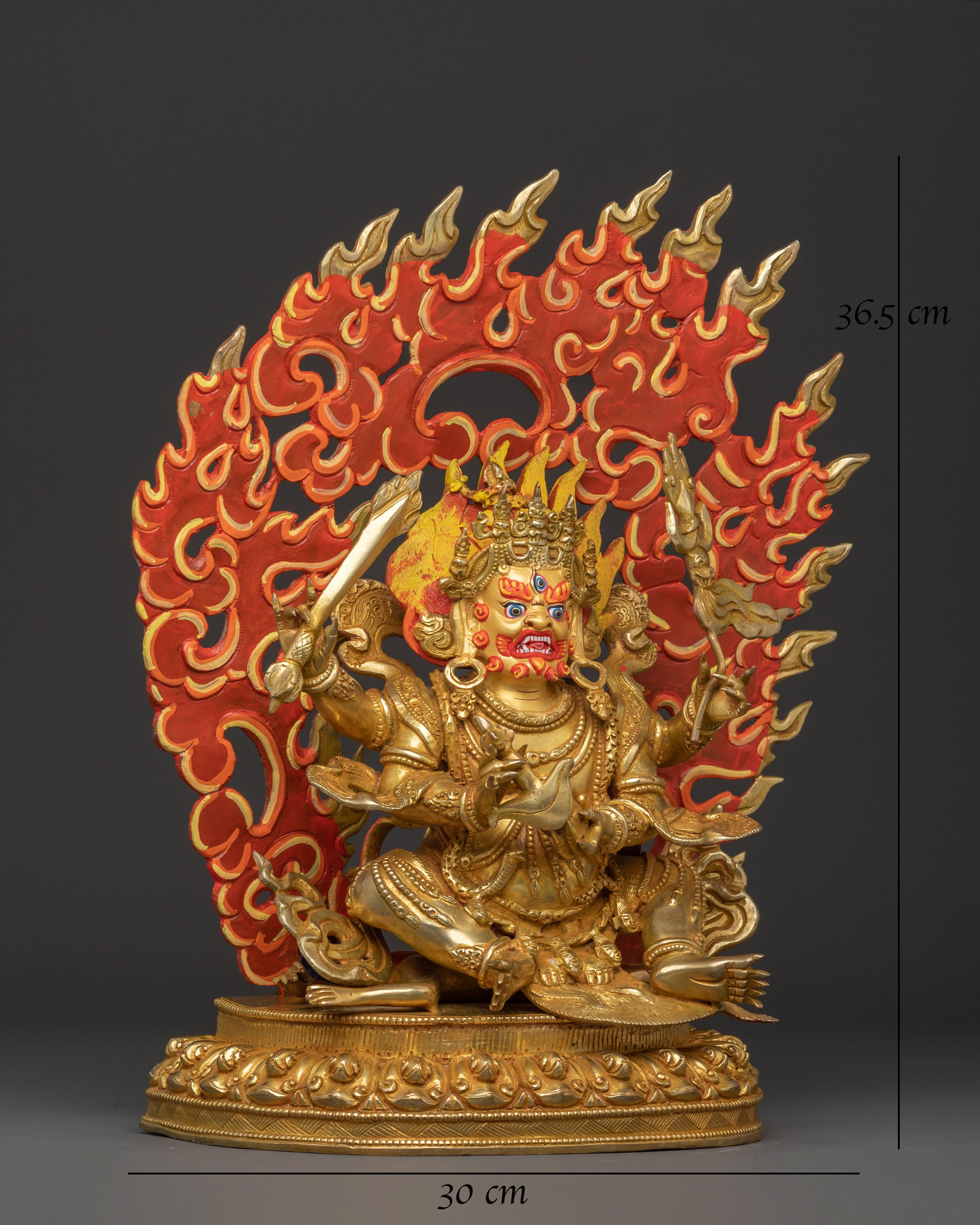 Four Armed Mahakala | Hand-Gilded Copper Statue