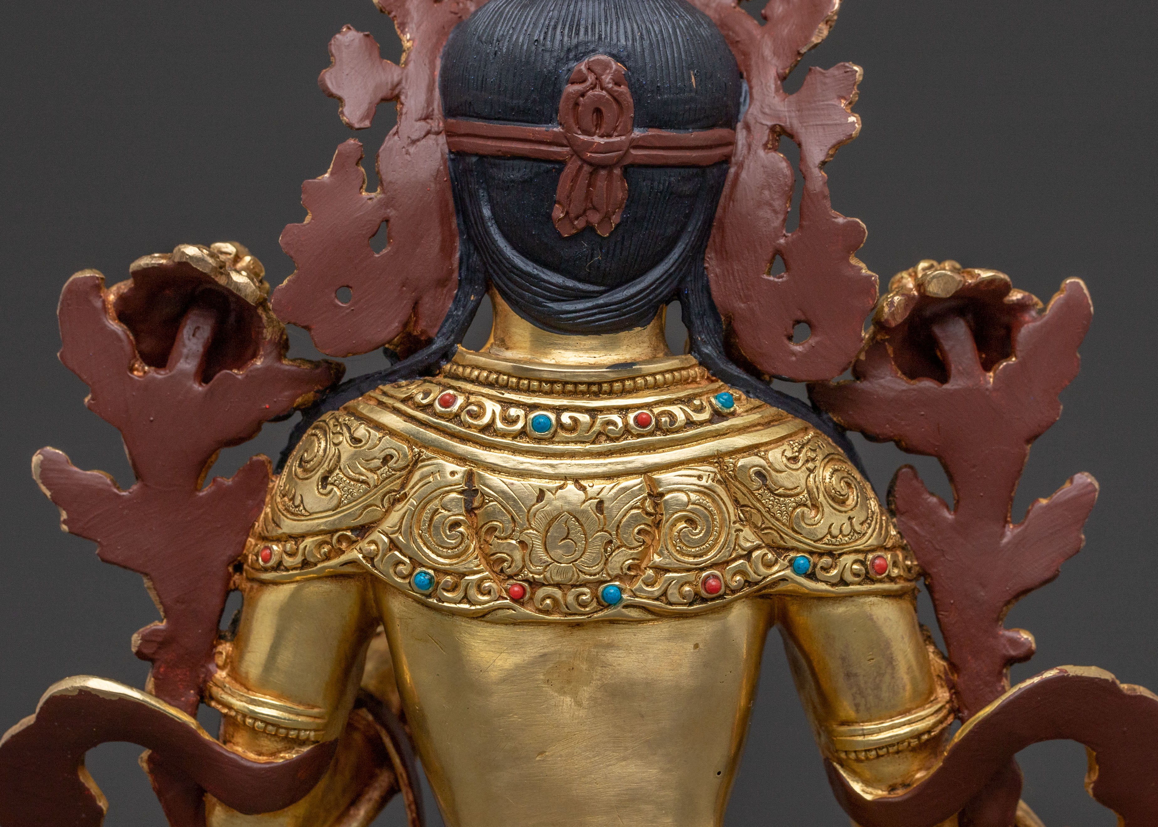 Handcrafted Statue of Green Tara – Exquisite Gilded Copper