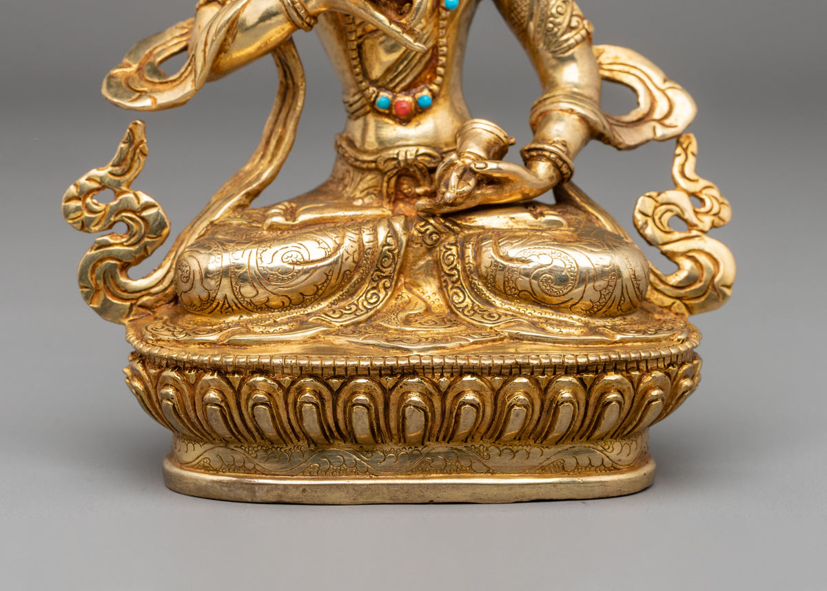 Vajrasattva Sculpture | Gemstones Adorned Copper Statue