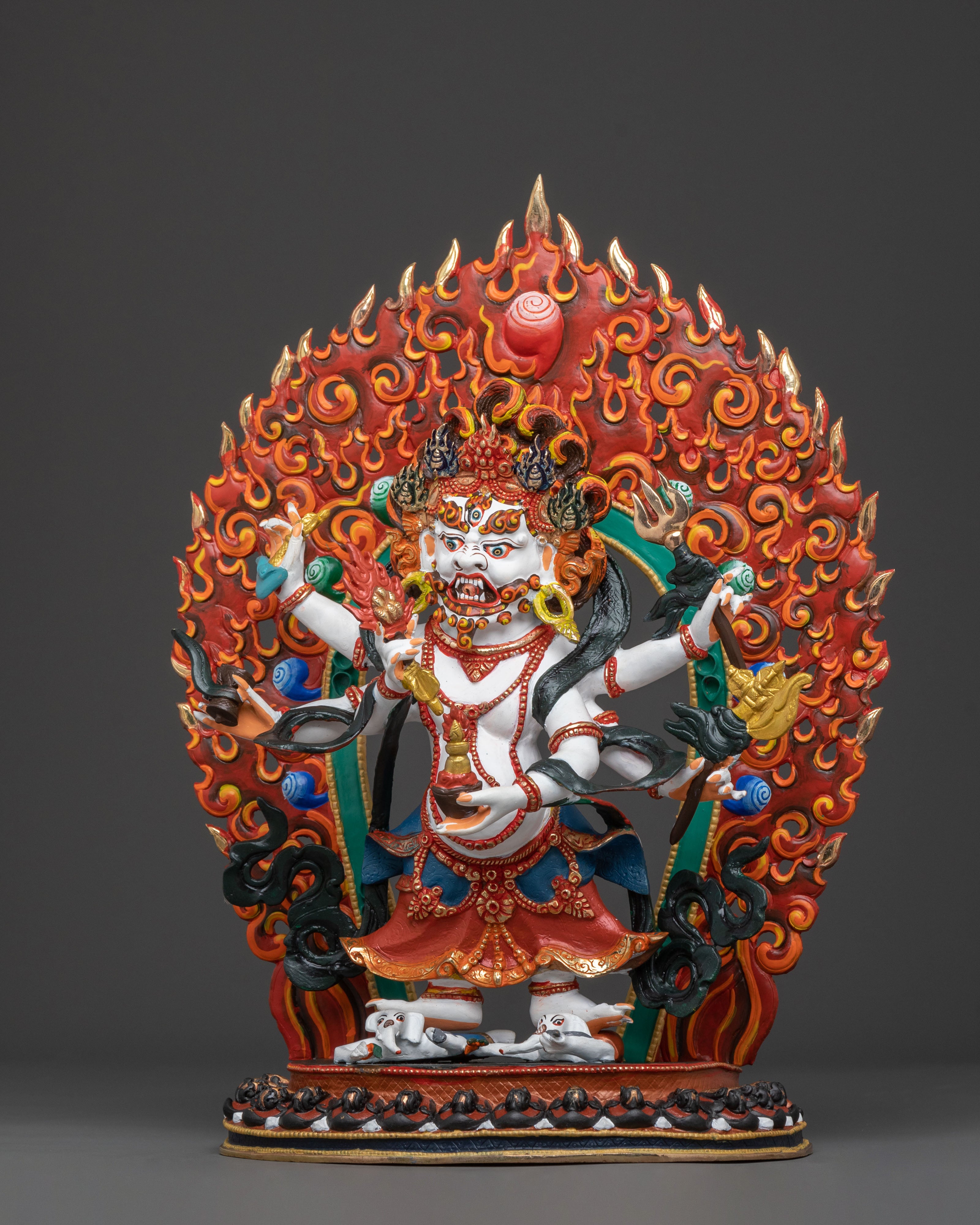 White Mahakala Statue | Tibetan Protector Deity