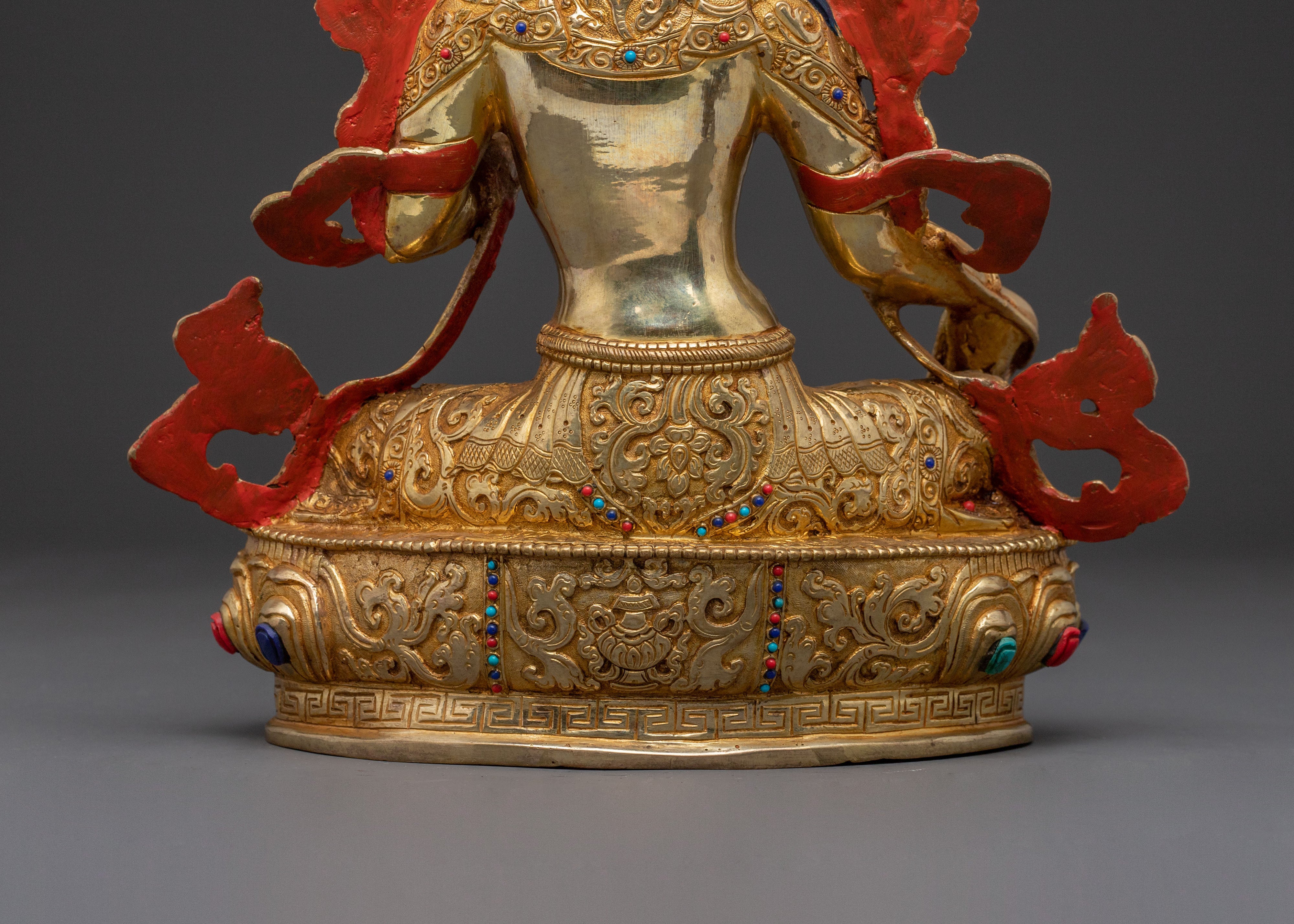 Guardian Green Tara Statue | 24K Gold Glided Alter Decor