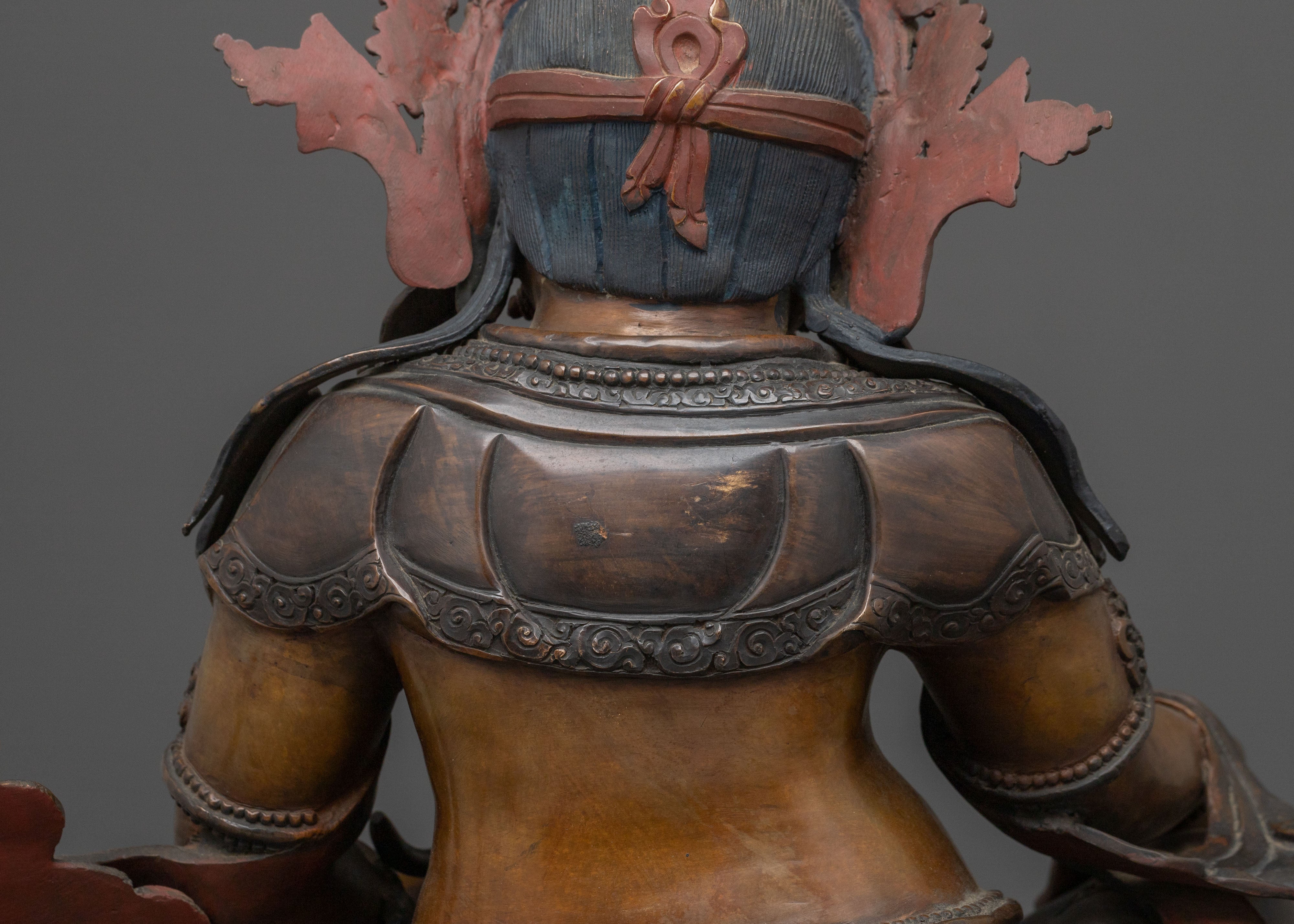 Tibetan Buddhist Dzambhala Statue: Oxidized Copper