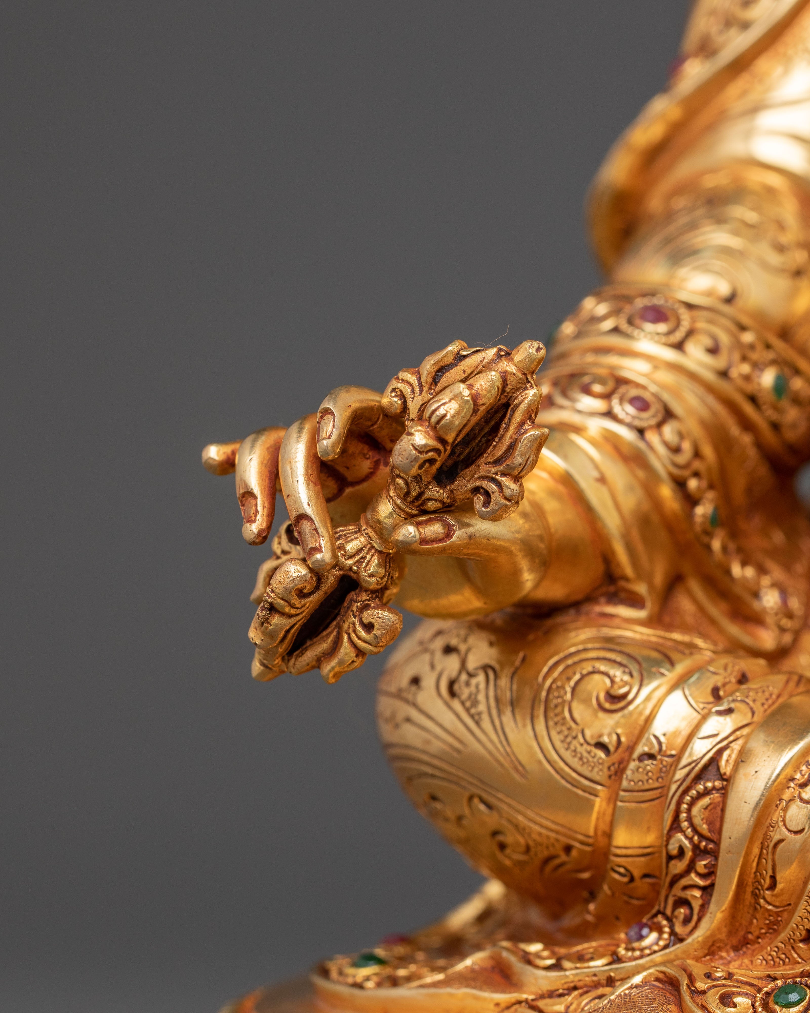 Divine Guru Rinpoche Padmasambhava Statue – 24K Gold Gilded