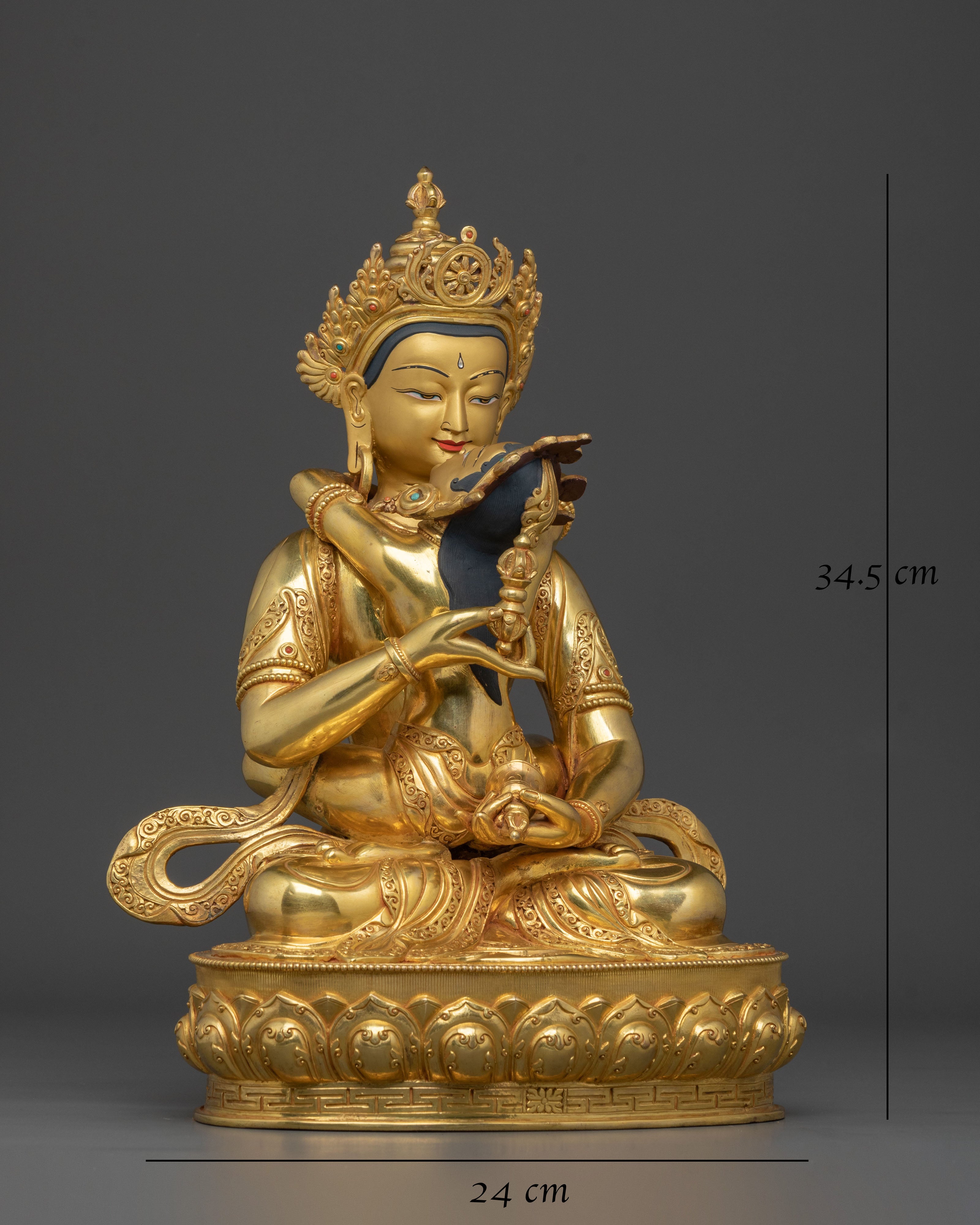 Vajrasattva Sacred Sculpture with Consort in Gilded Copper