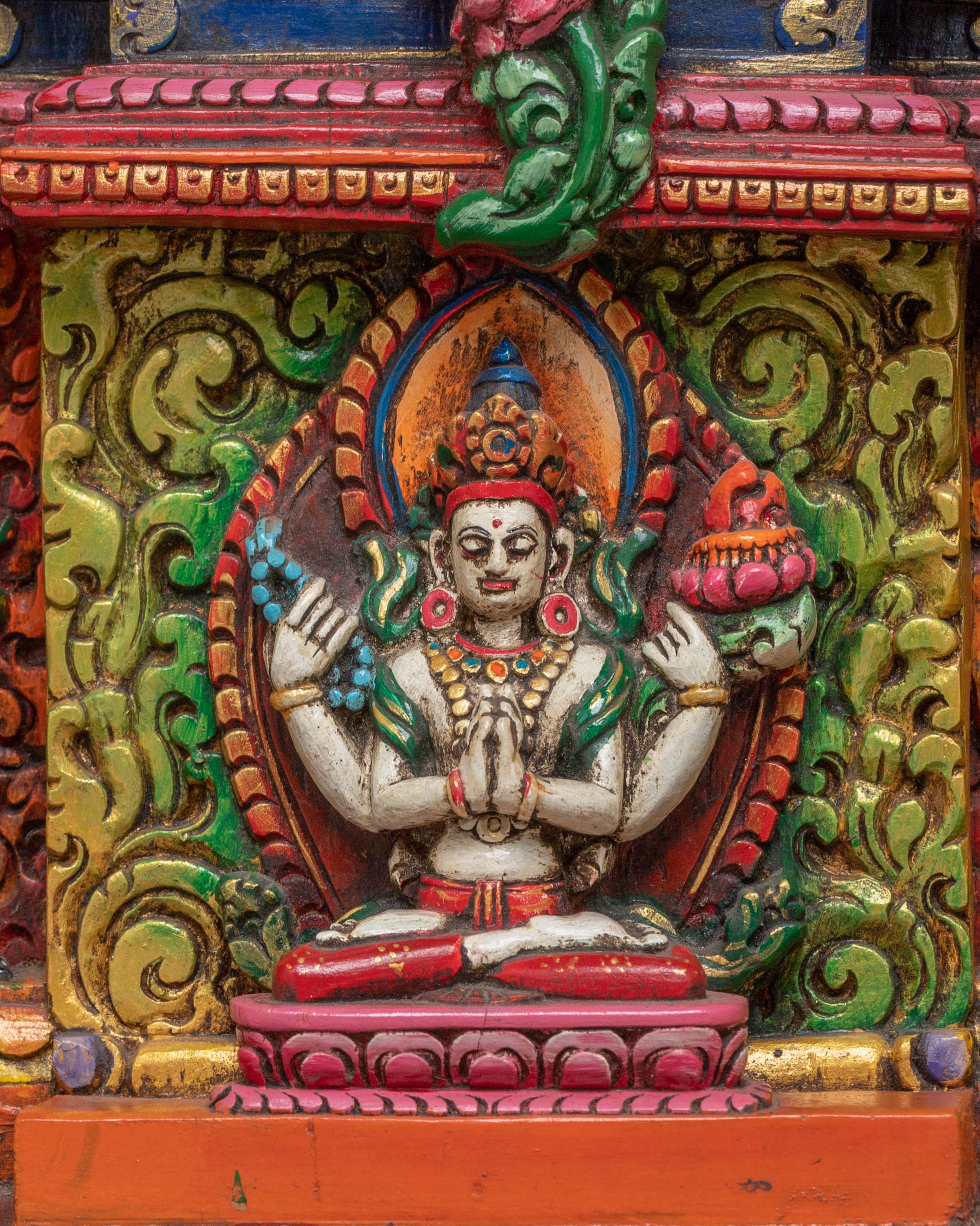 Green Tara Sacred Wooden Sculpture | Himalayan Serenity