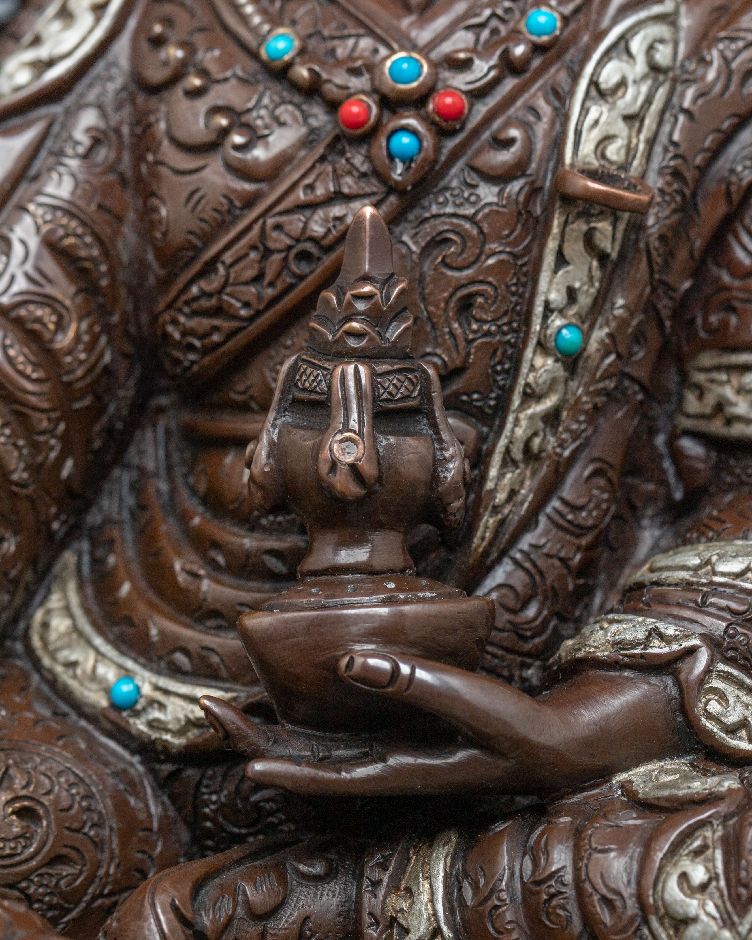 Guru Rinpoche Silver Plated Meditation Statue