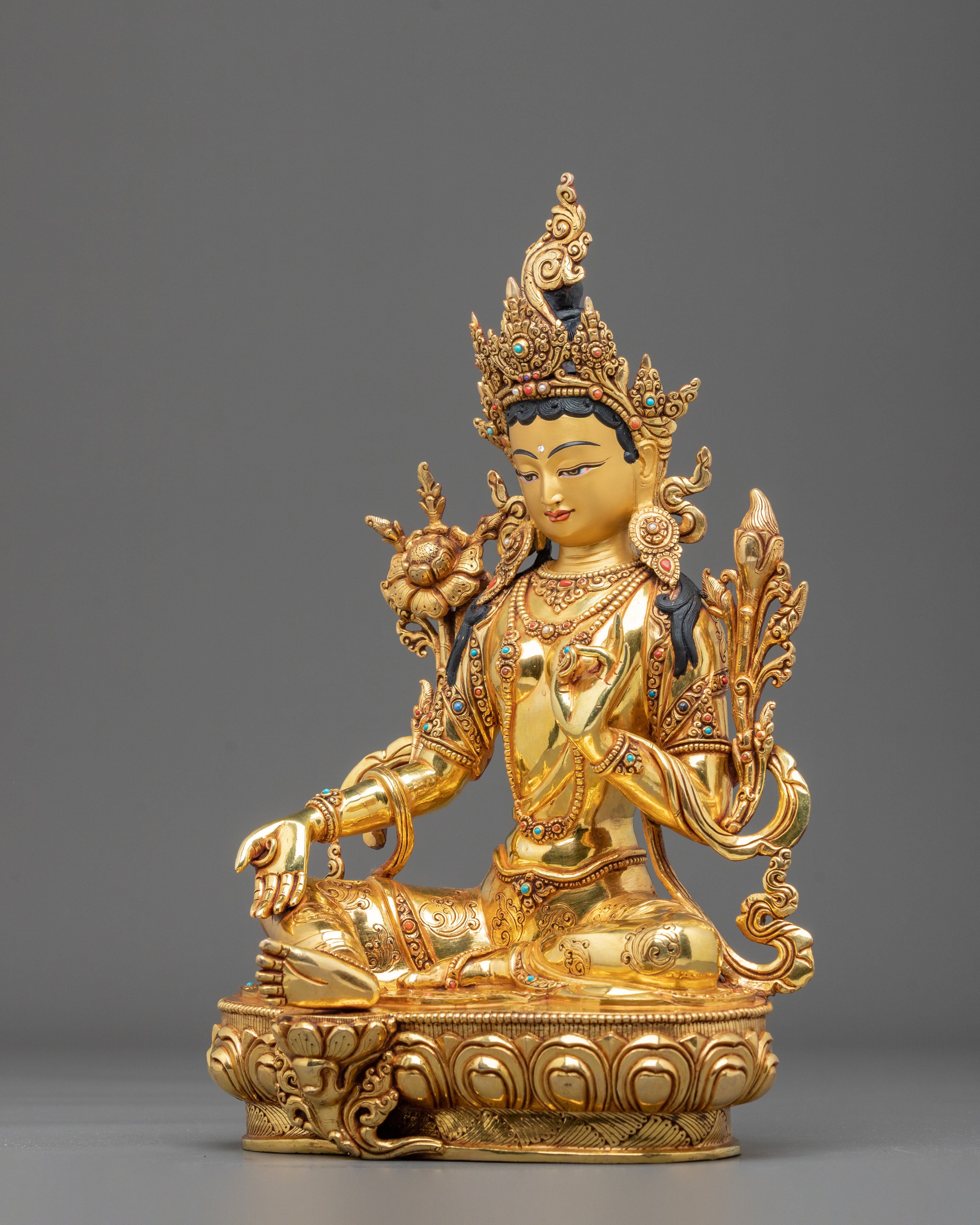 Green Tara Statue | Handcrafted Tibetan Figurine