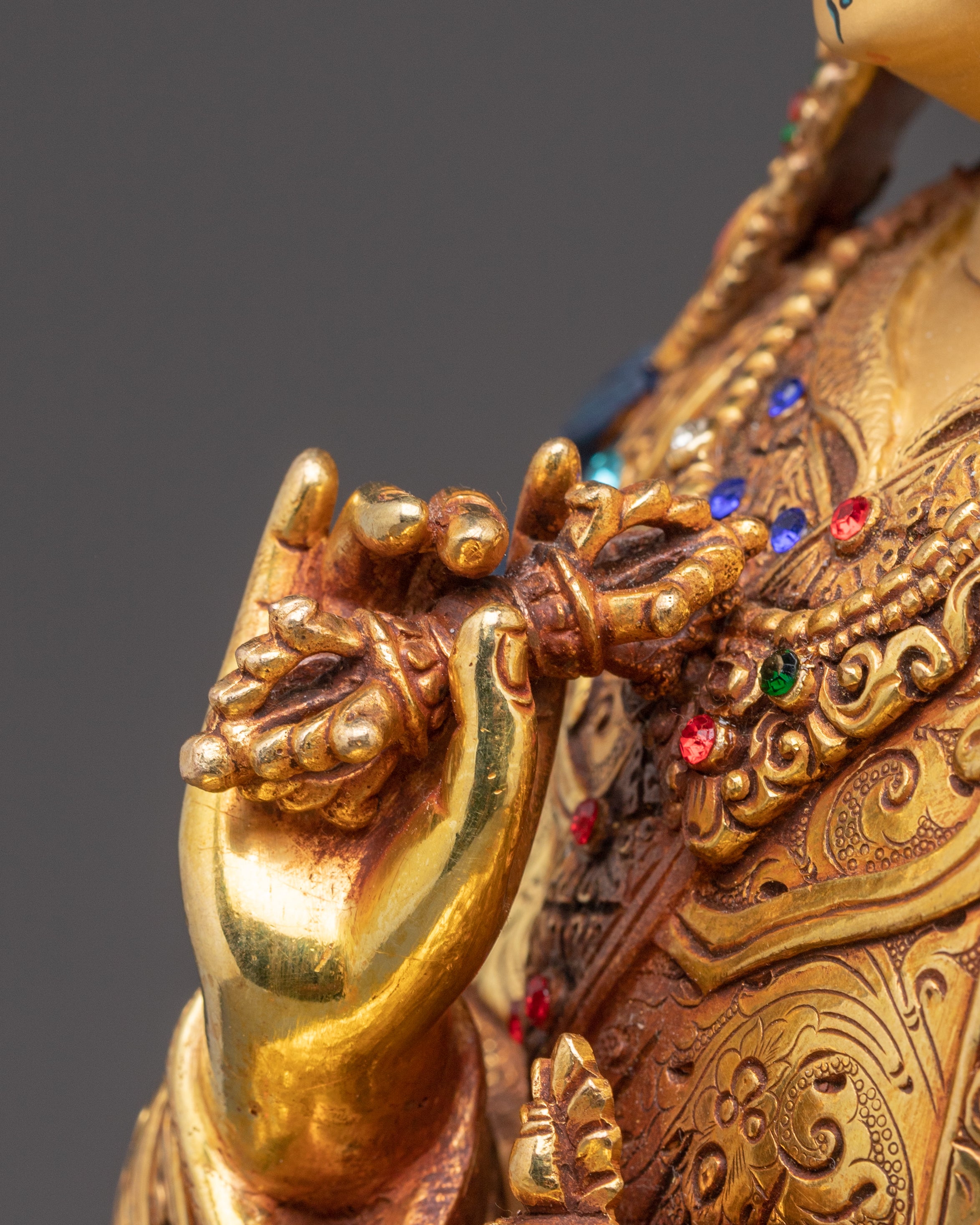 Handmade Golden Statue of Guru Tsyoke Dorje | Traditional Tibetan Icon