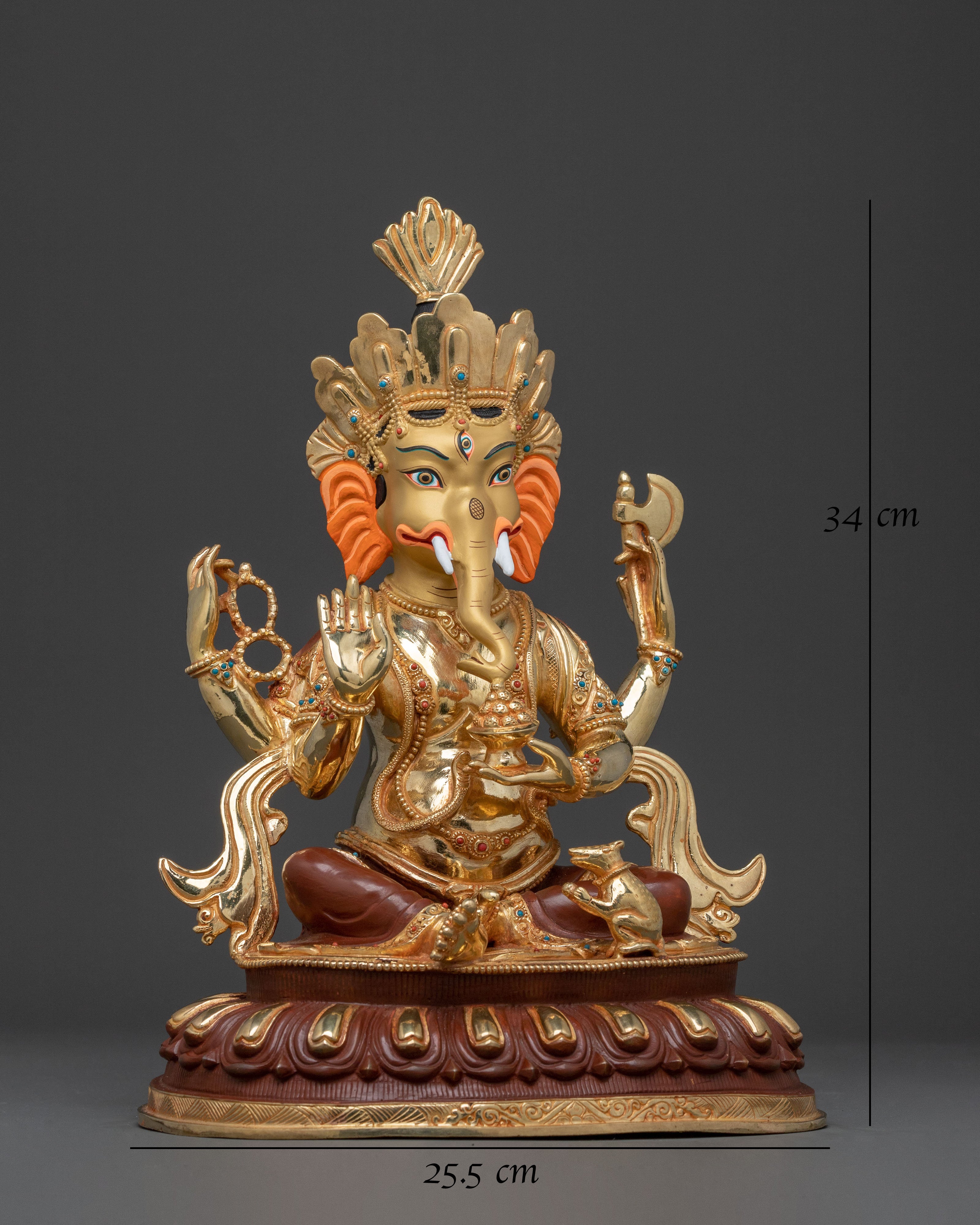 God Ganesh Golden Statue for Rituals | Lord Ganesha Remover of Obstacles