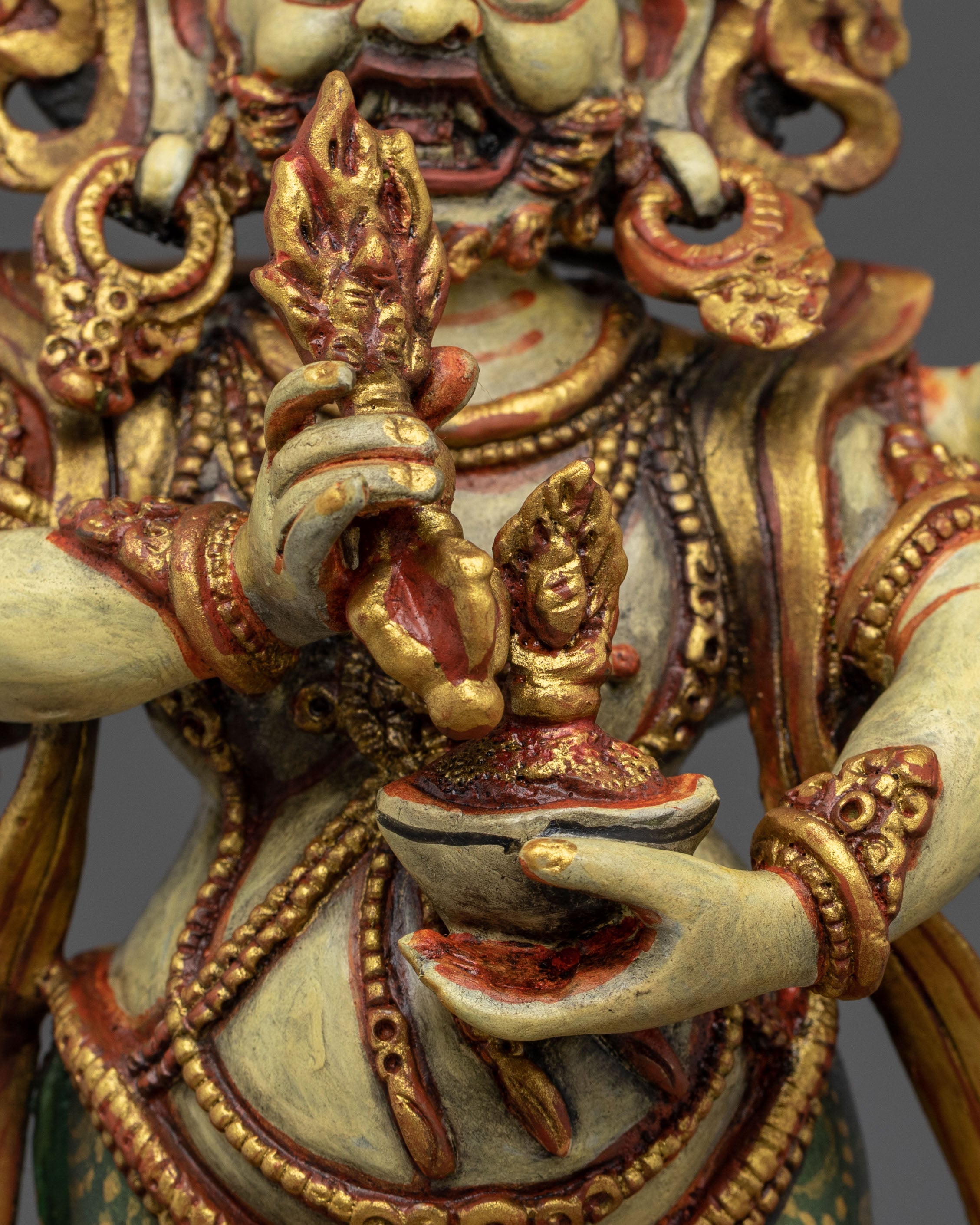 White Mahakala Statue | Fierce Buddhist Protector