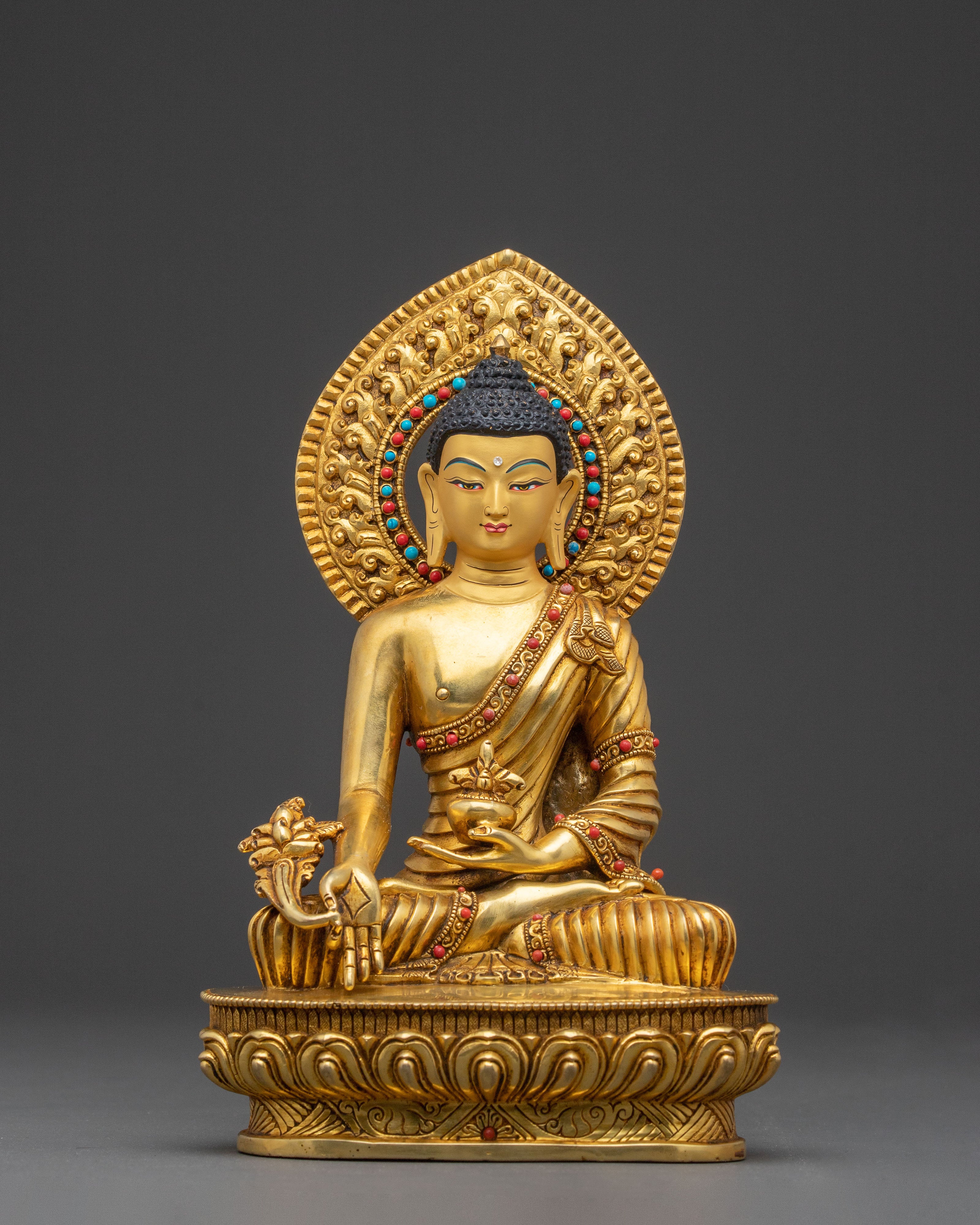 A 24K Gold Gilded Statue of Three Buddha Set: Sacred Harmony