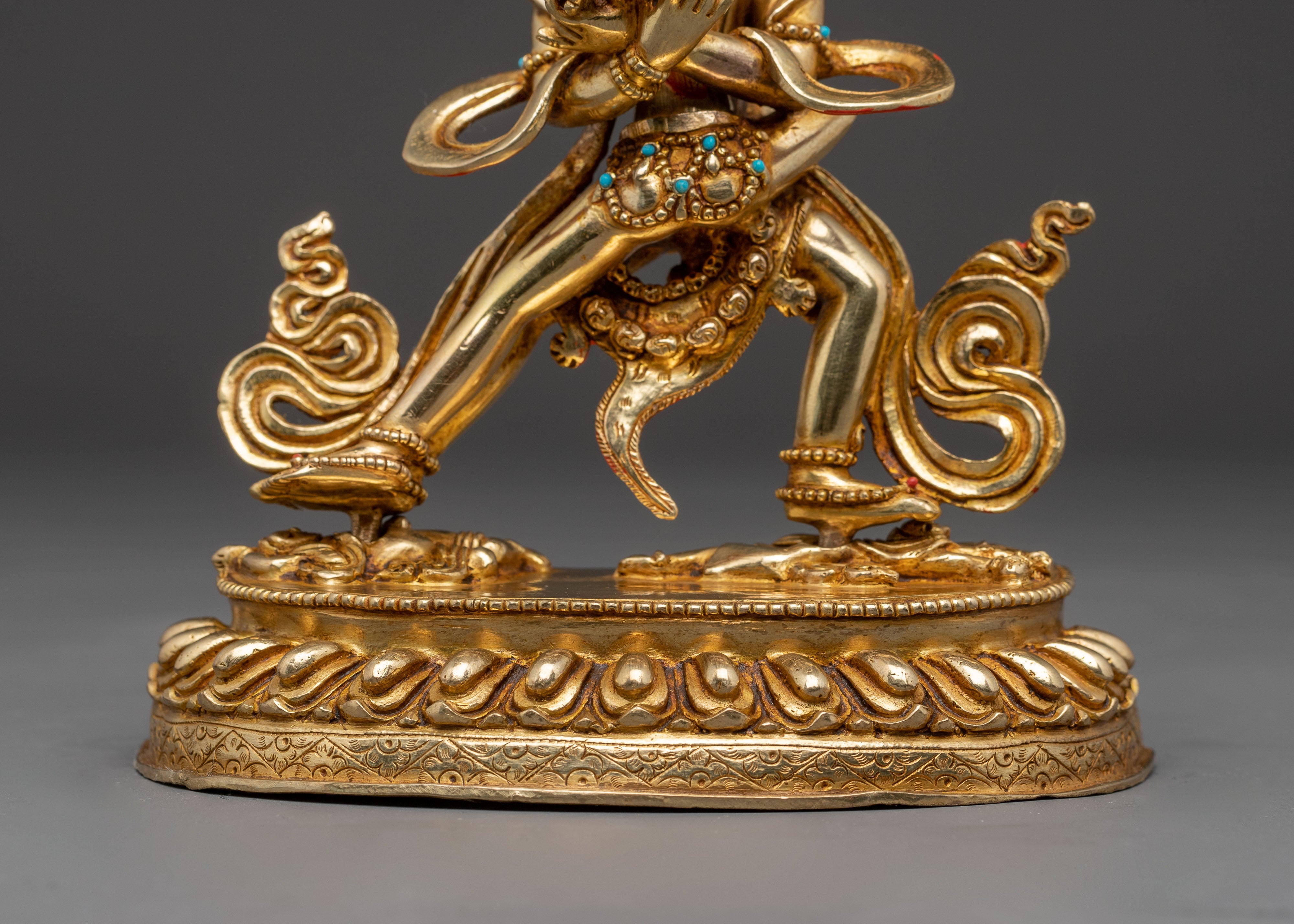 Chakrasamvara Handmade Golden Buddhist Statue | Tibetan Sculpture for Altar