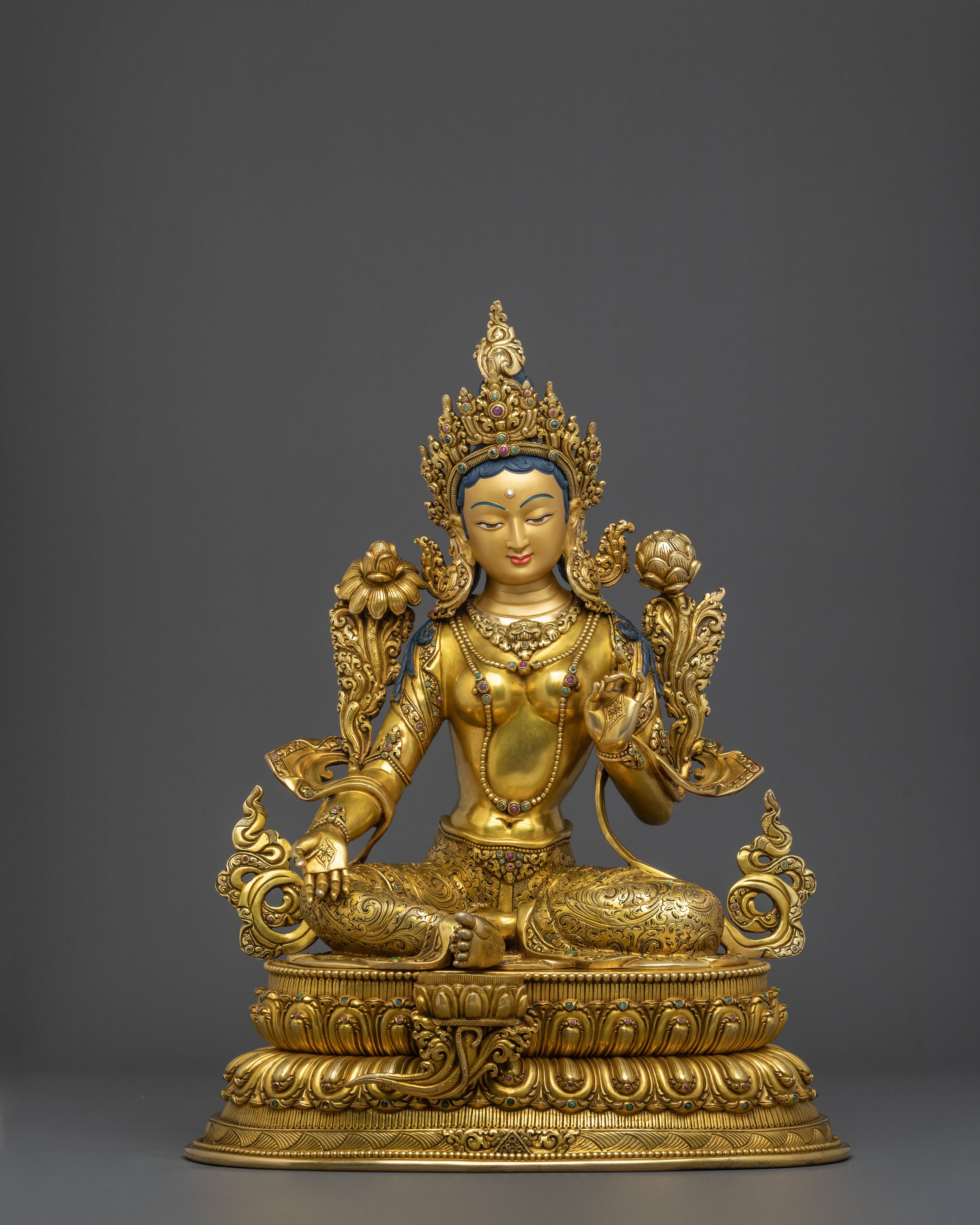 Tibetan Goddess Green Tara Statue | Buddhist Shrine