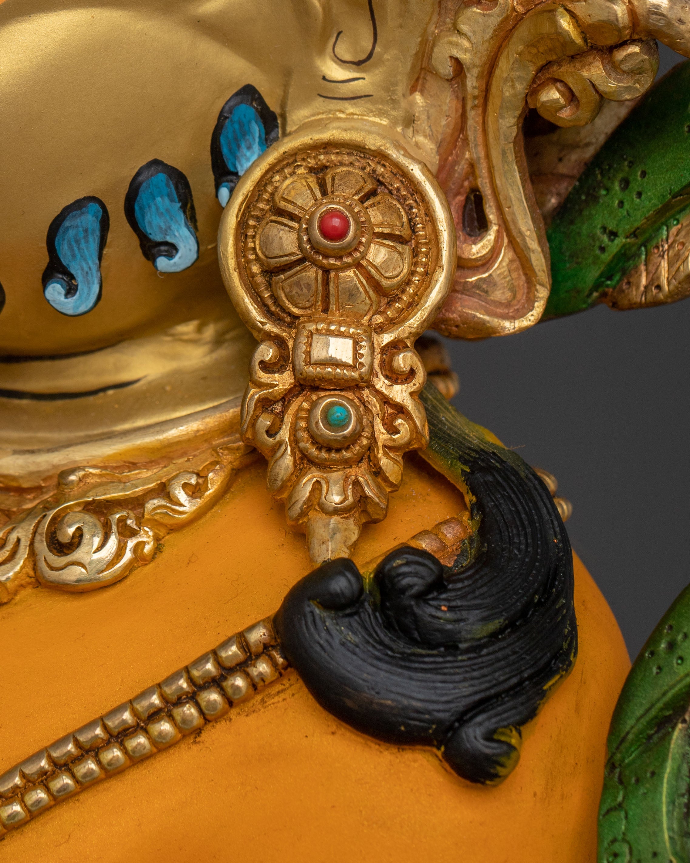 Dzambhala Tibetan Wealth God Statue | 24K Gold Gilded Buddhist Sculpture