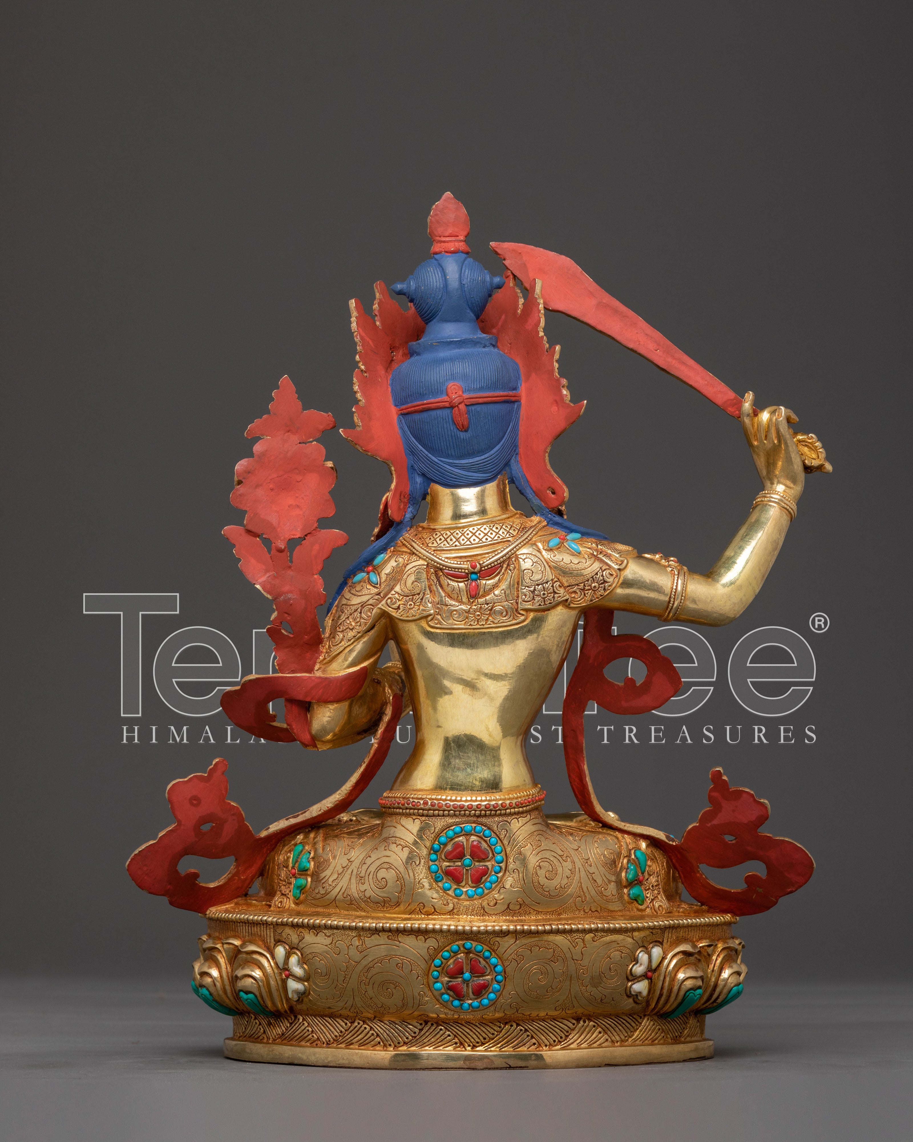 Exquisite Wisdom and Intellect Bodhisattva Manjushri Statue – Crystal & 24K Gold Statue