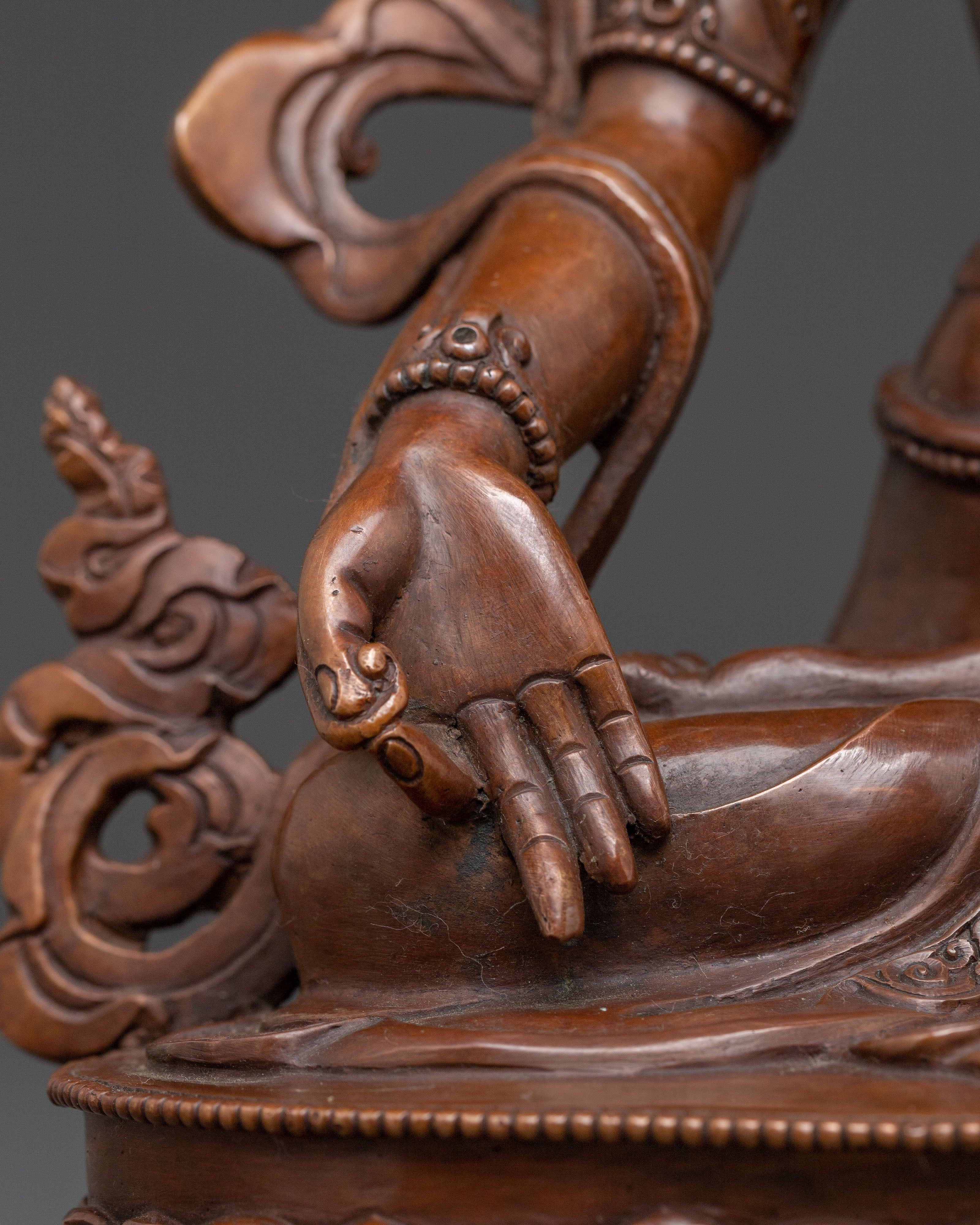 White Tara Sacred Copper Statue – Artisanal Finish