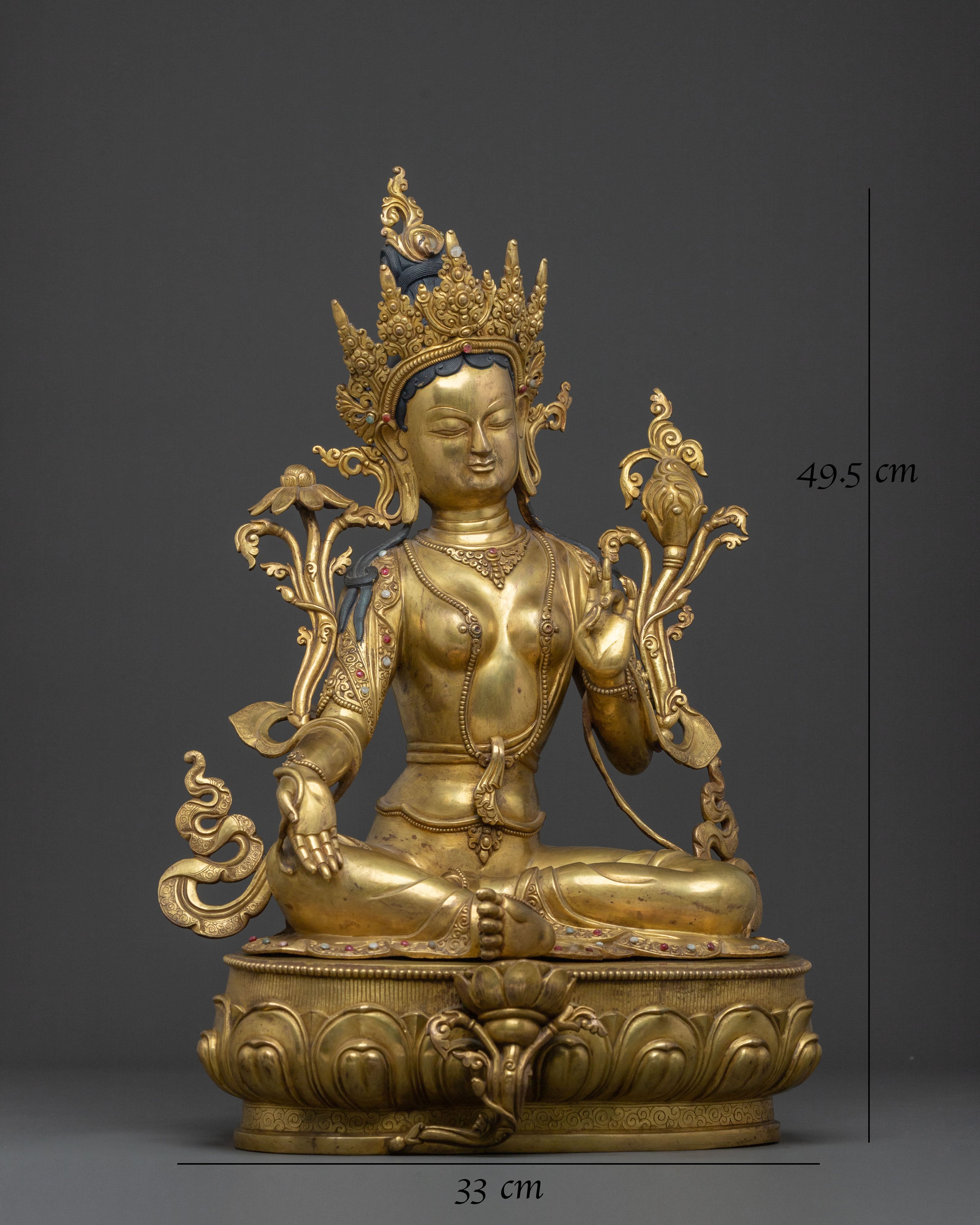 Handmade Green Tara Sacred Statue | Swift Liberator and Sacred Protector