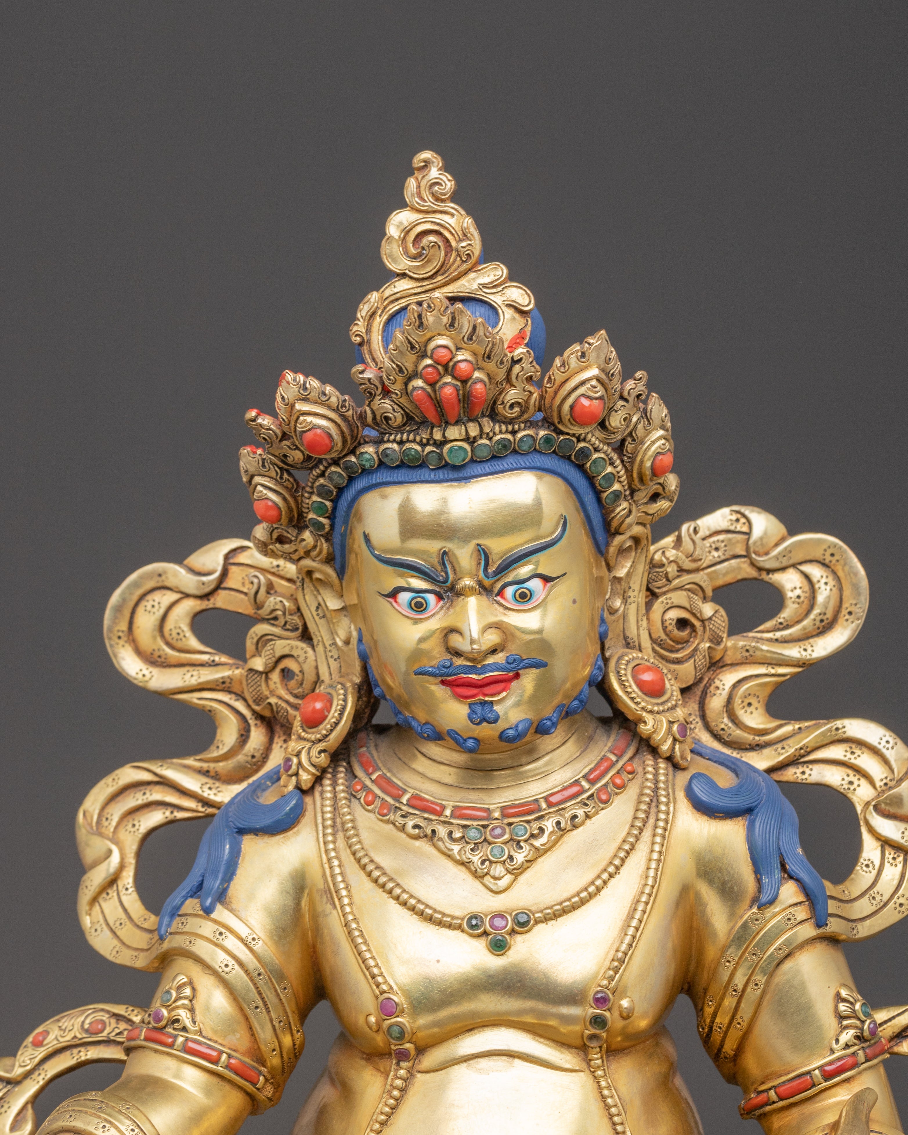 Statue of Dzambhala, Buddhist Wealth Deity | 24K Gold Gilded Wealth God