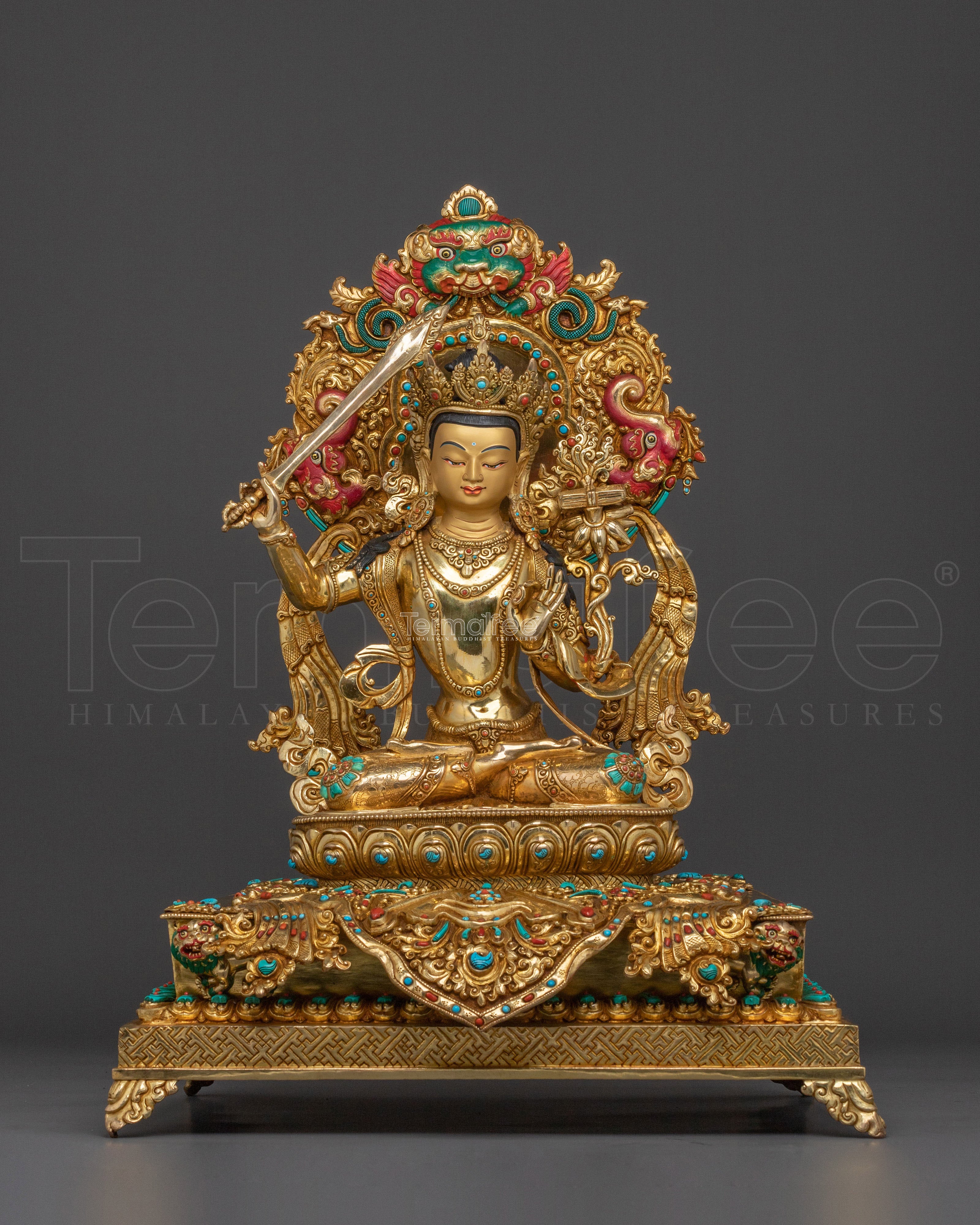 Manjushri Statue On Throne
