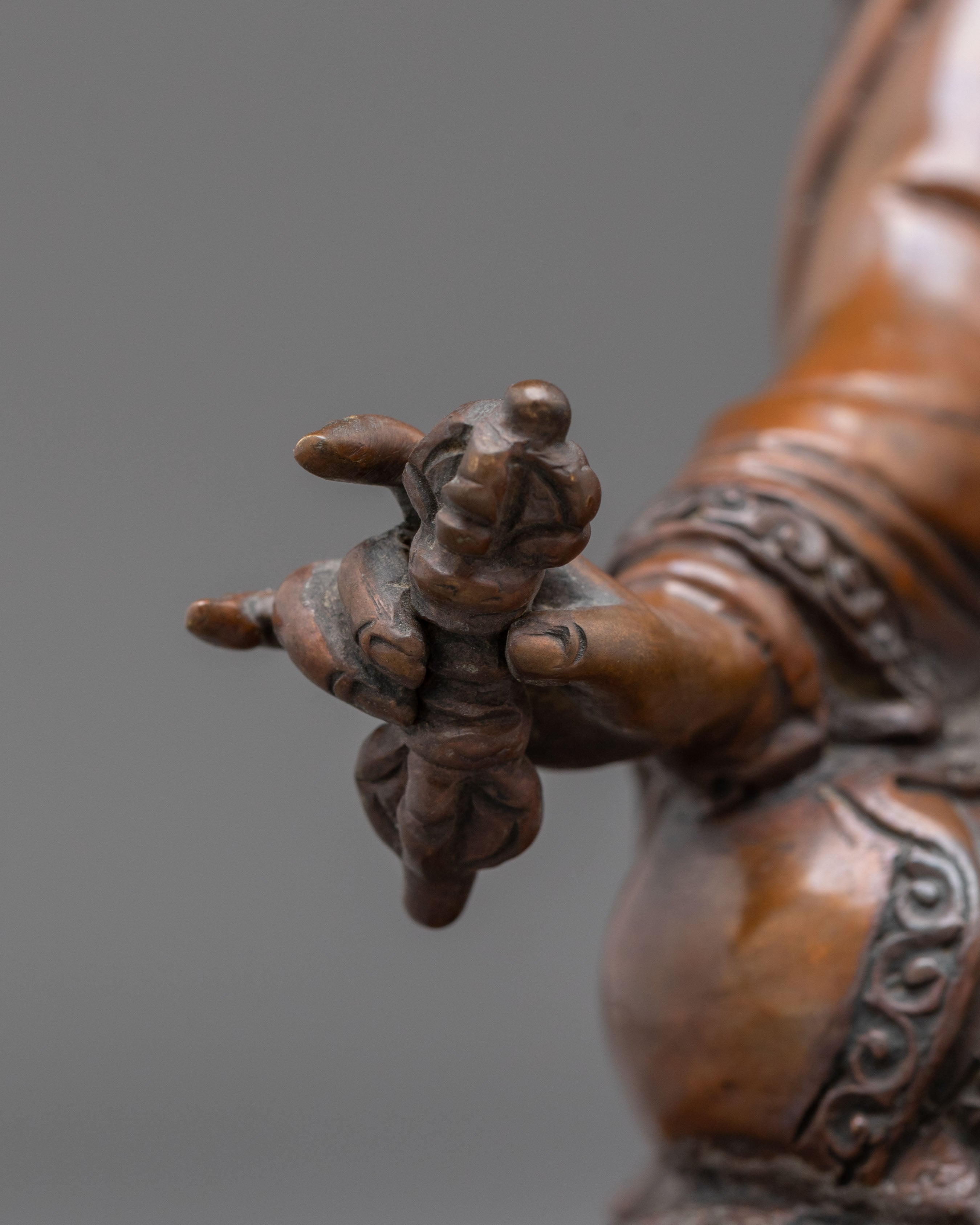 Guru Rinpoche Buddhist Altar Sculpture | Oxidized Copper Statue