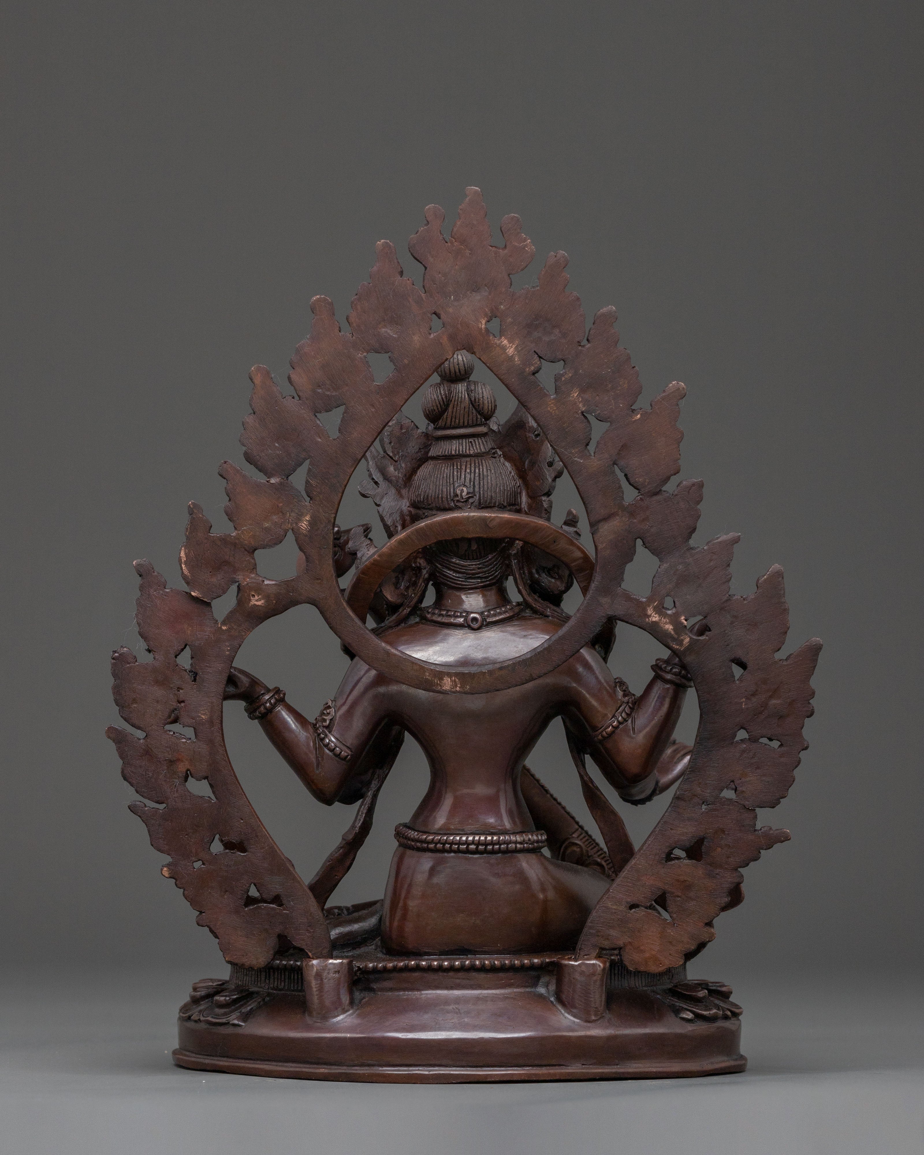 Saraswati Devi Spiritual Statue in Oxidized Copper