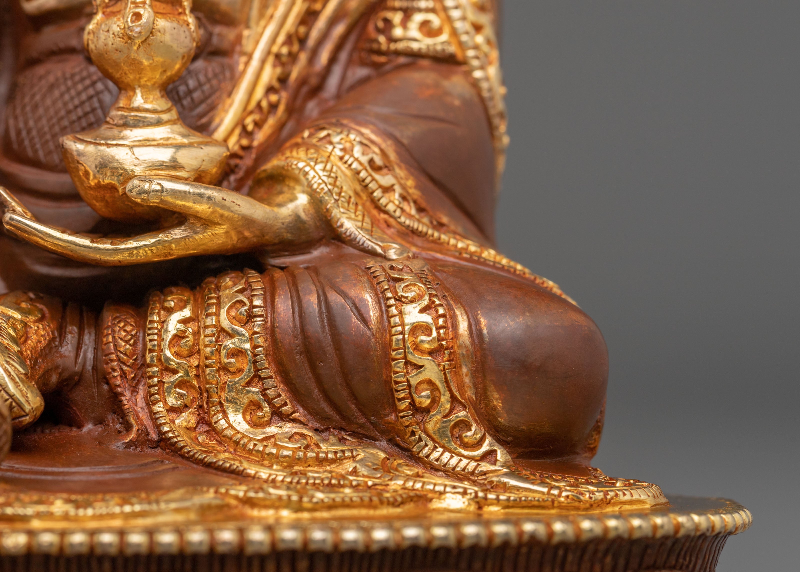 Guru Rinpoche Hand-Carved Statue | Buddhist Altar Decor