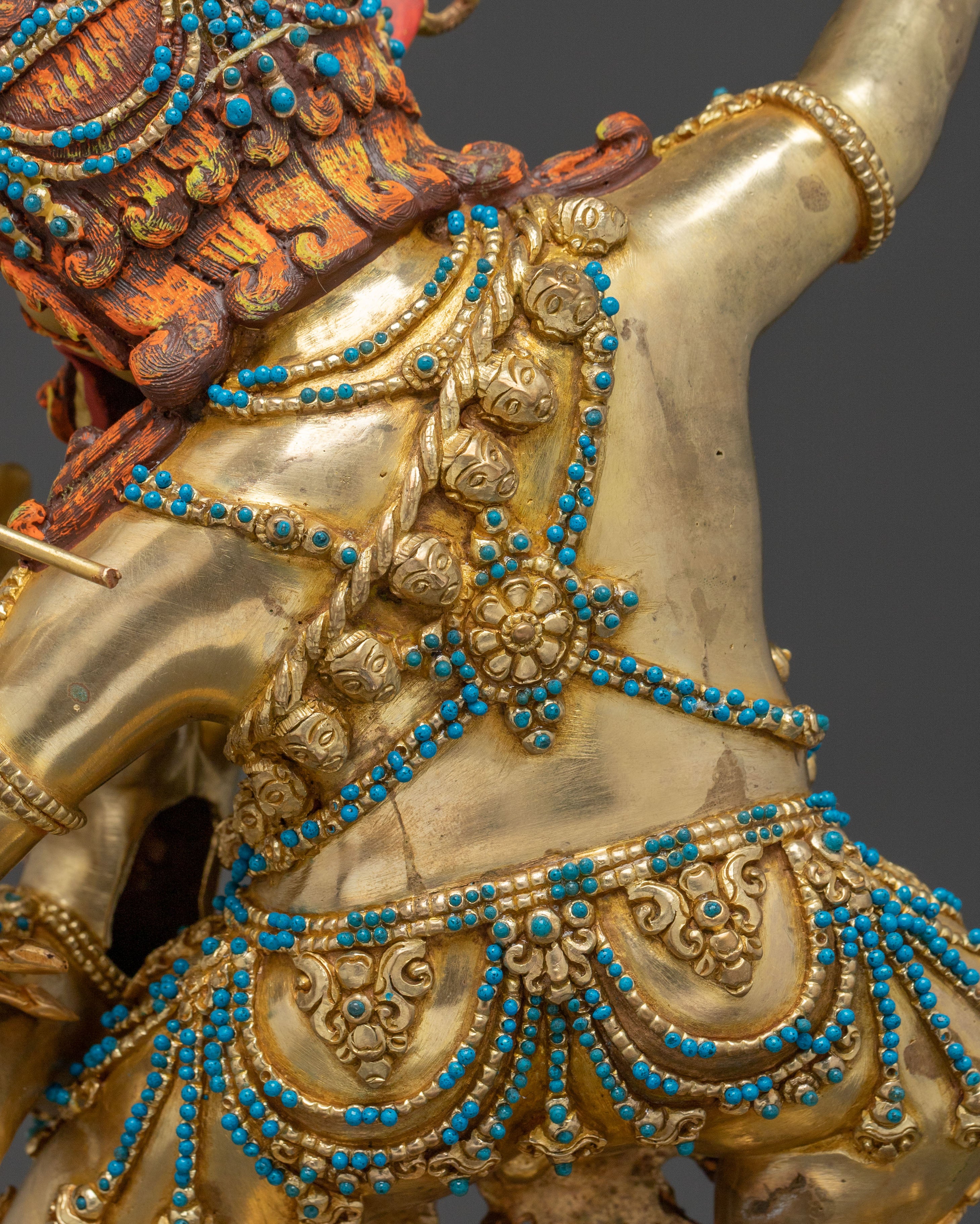 Yama Dharmaraja Sacred Statue: 24K Gold Gilded Protector