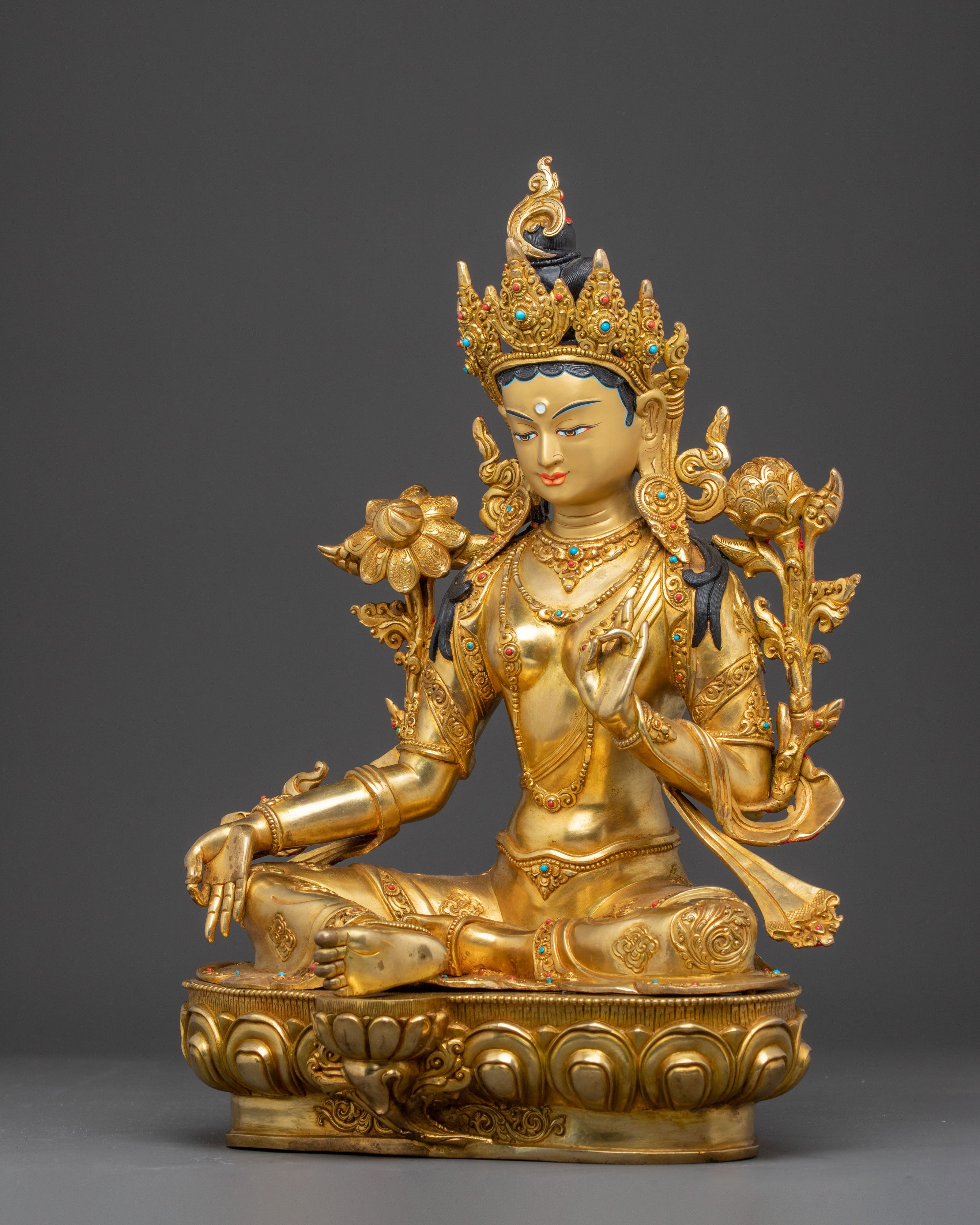Handcrafted Beautiful Statue of Mother Green Tara | Buddhist Goddess of Compassion