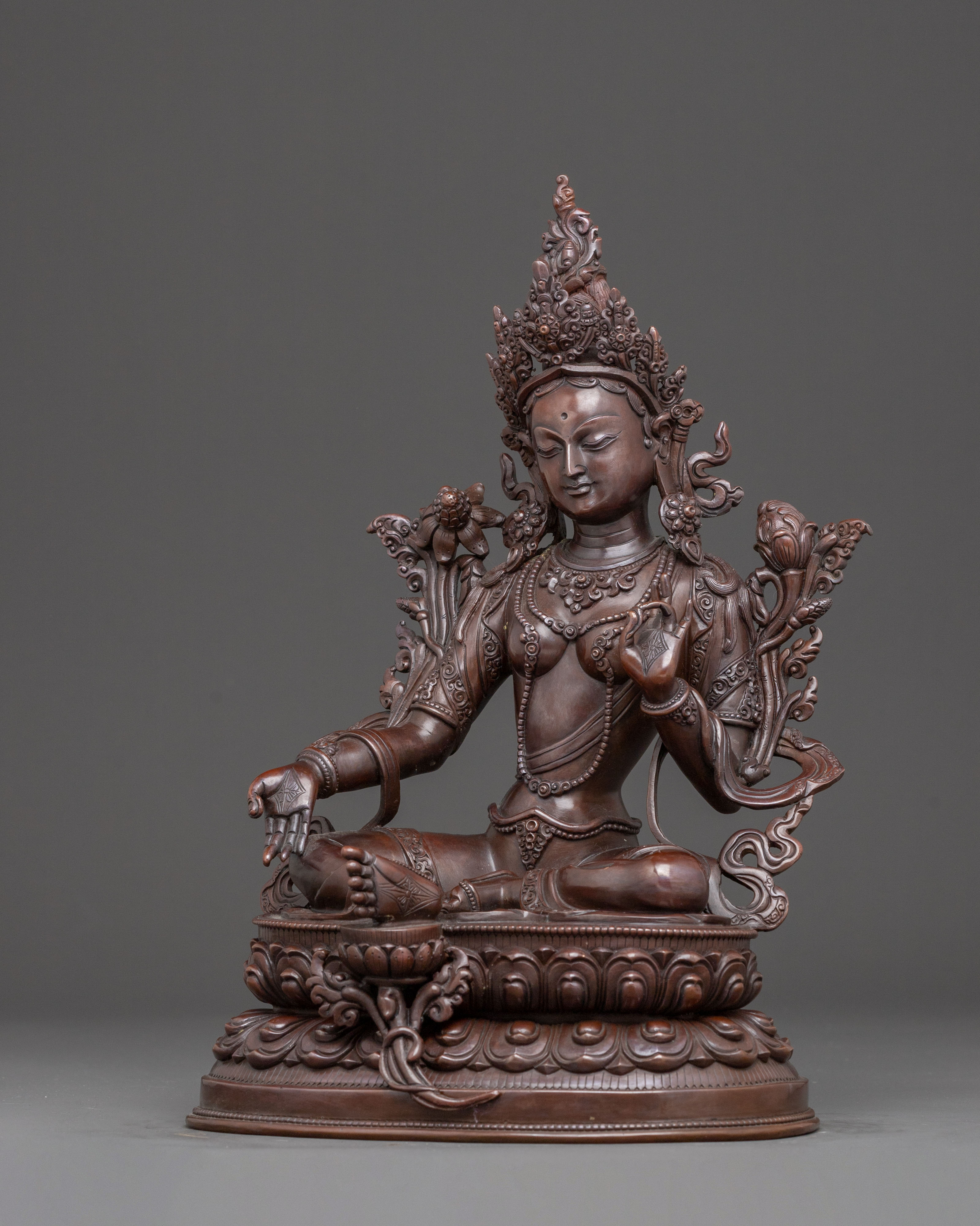 Handmade Oxidized Copper Shyama Tara Statue | Compassionate Goddess of Protection
