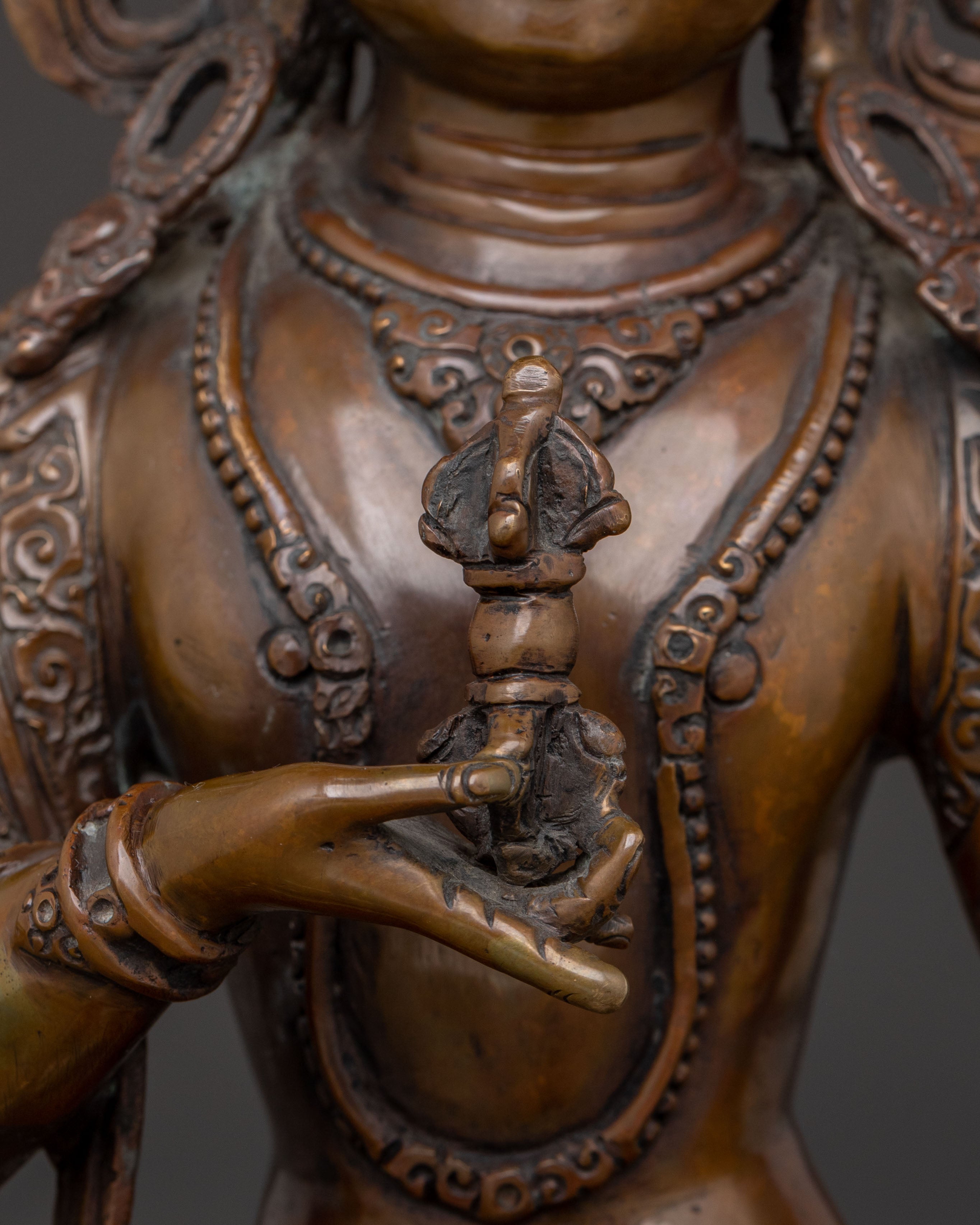 Vajrasattva Spiritual Statue | Oxidized Copper Figure