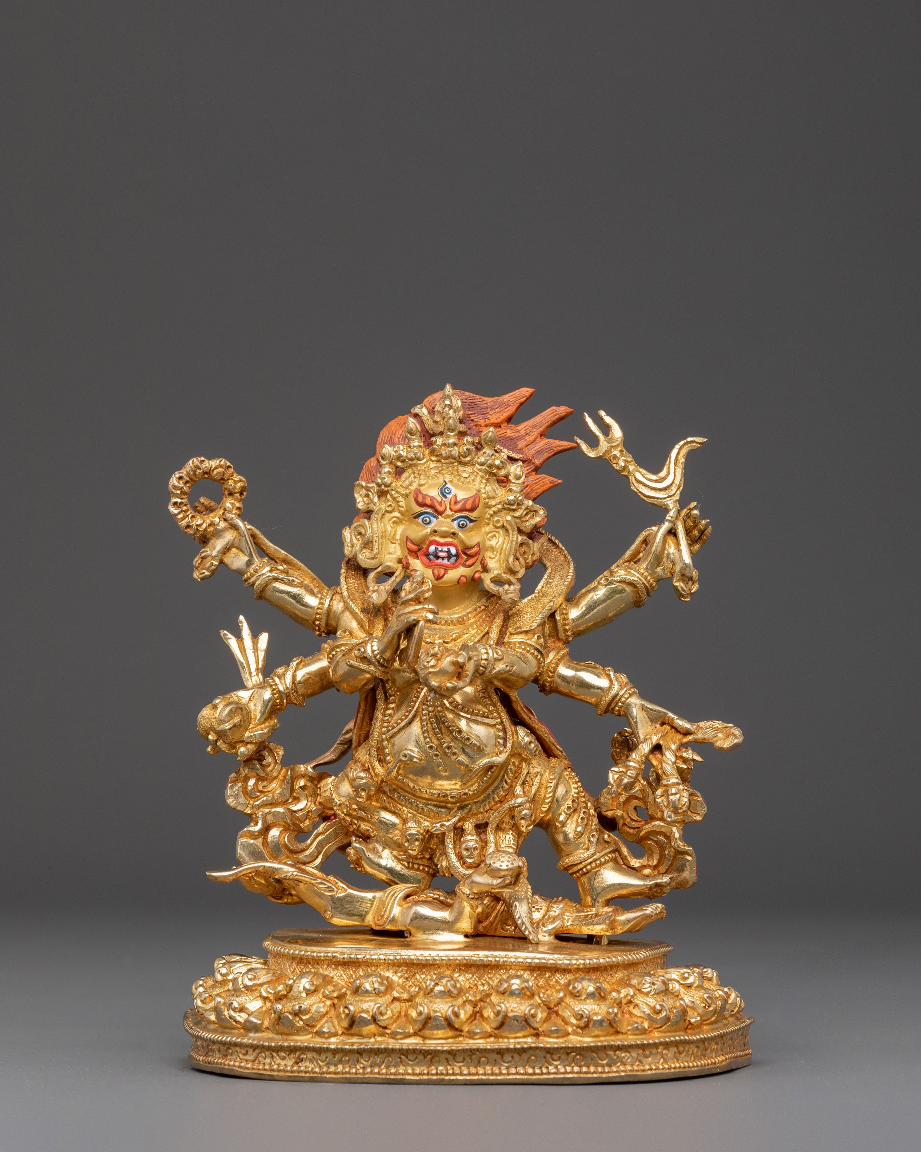 Golden Statue of Six-Armed Mahakala | Dharma Guardian