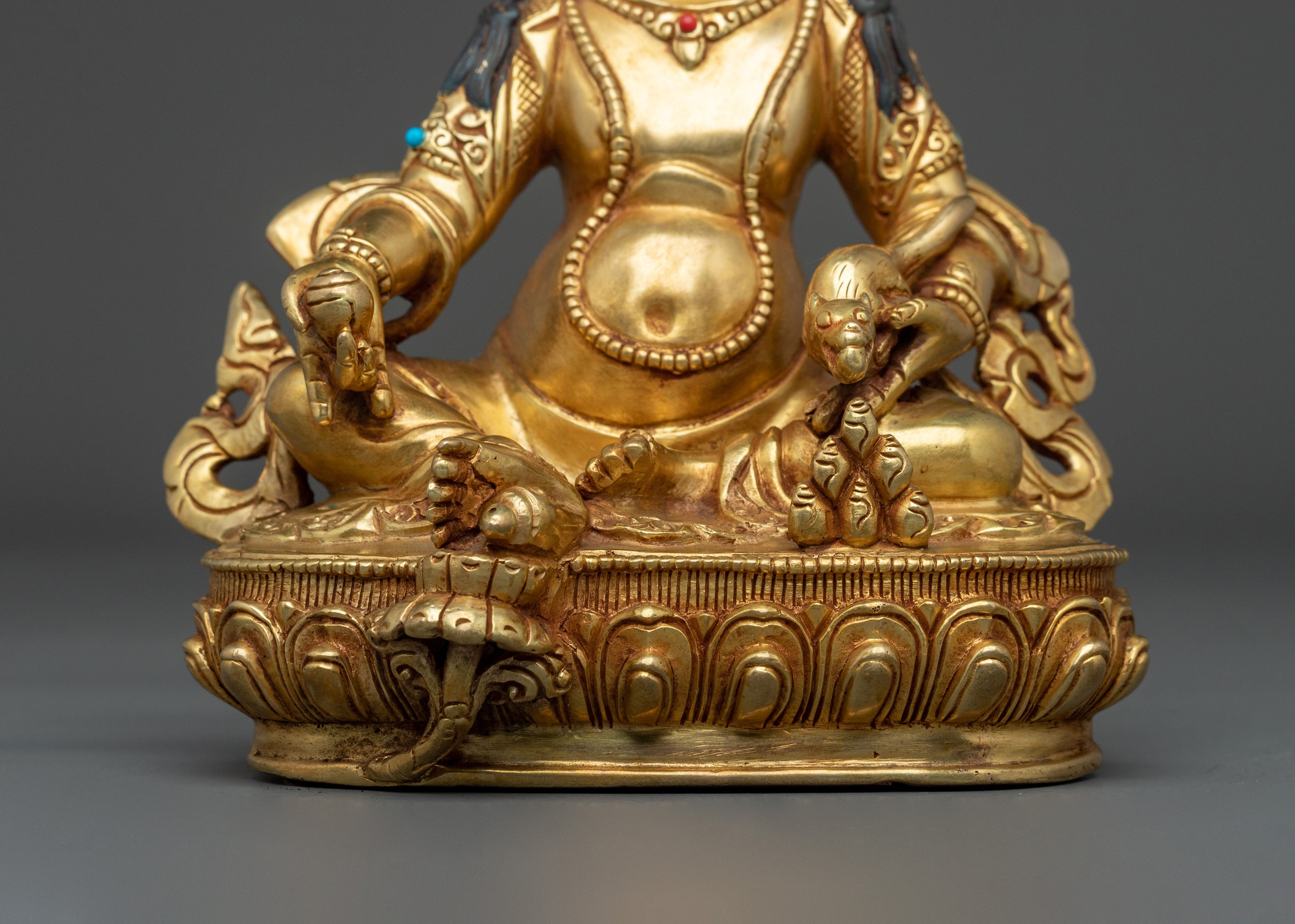 Dzambhala Fire Gold Gilded Statue | Wealth God