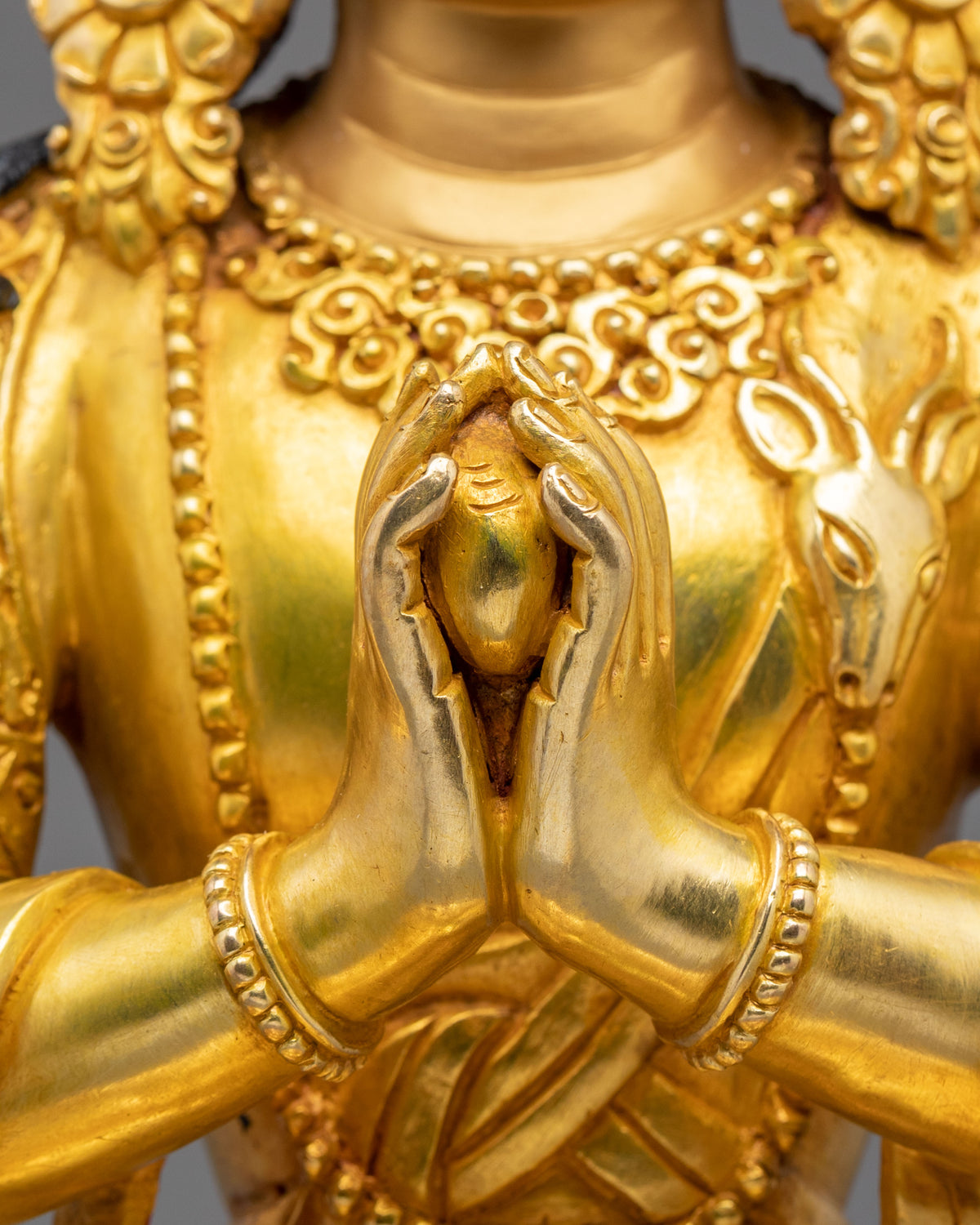 Chenrezig 24K Gold Gilded Sculpture | Compassion in Every Gaze