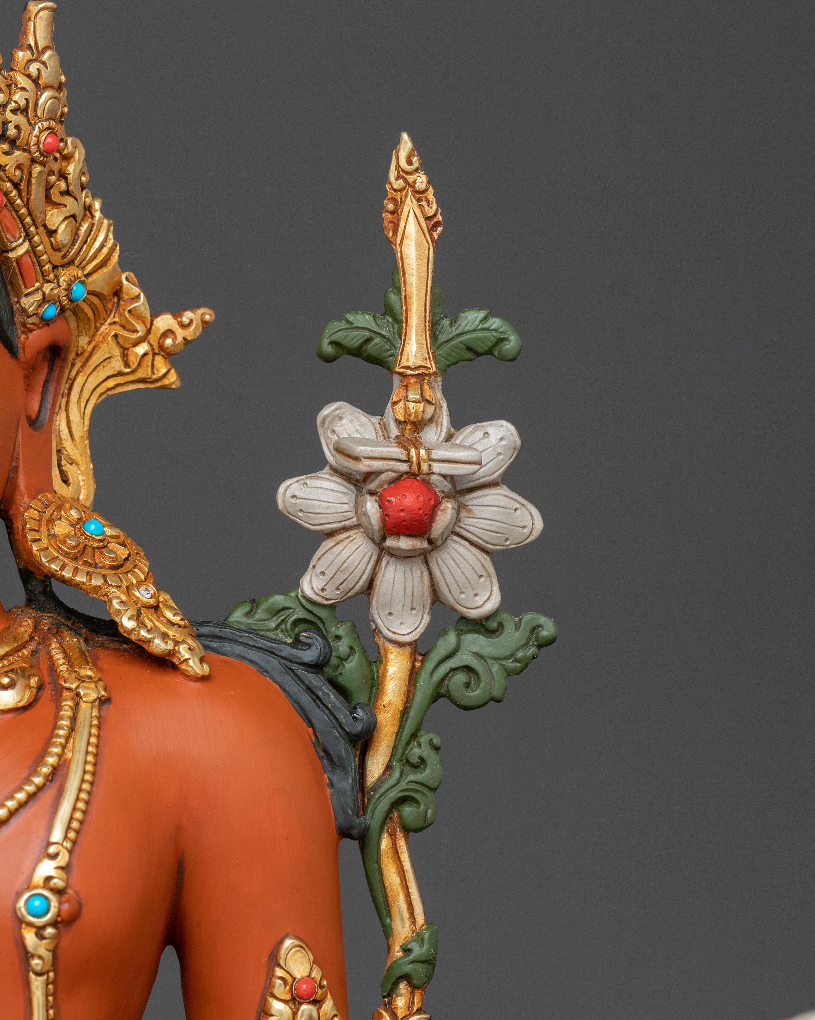 Majestic Wisdom Deity Simhanada Manjushri Statue