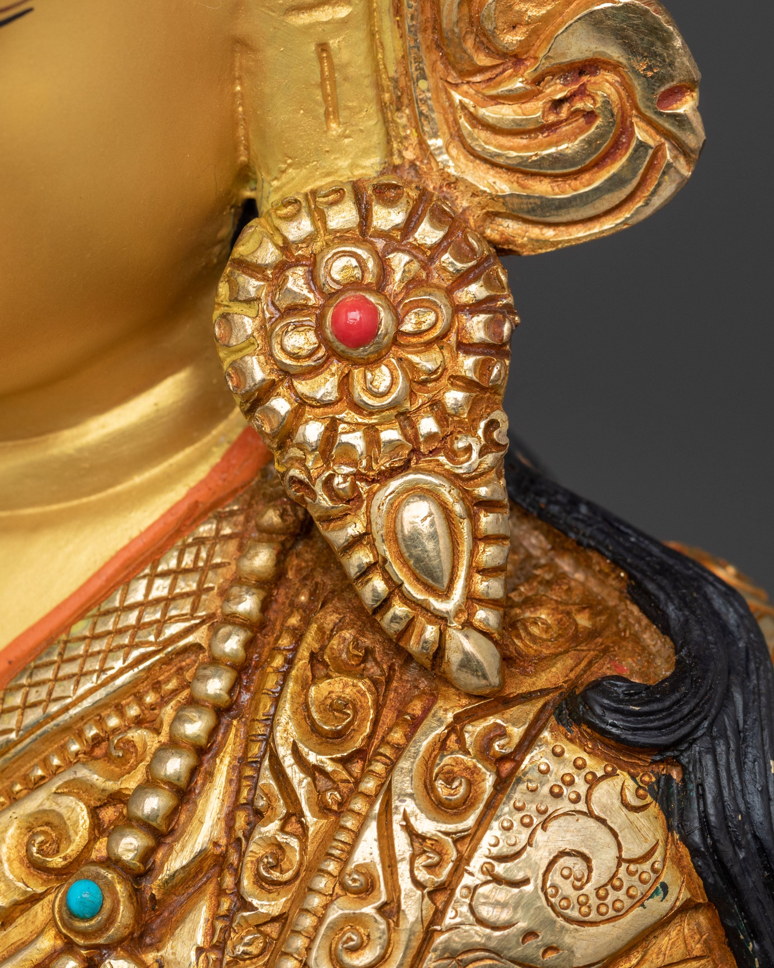 Guru Rinpoche Enlightened Master - 24K Gold Gilded Statue