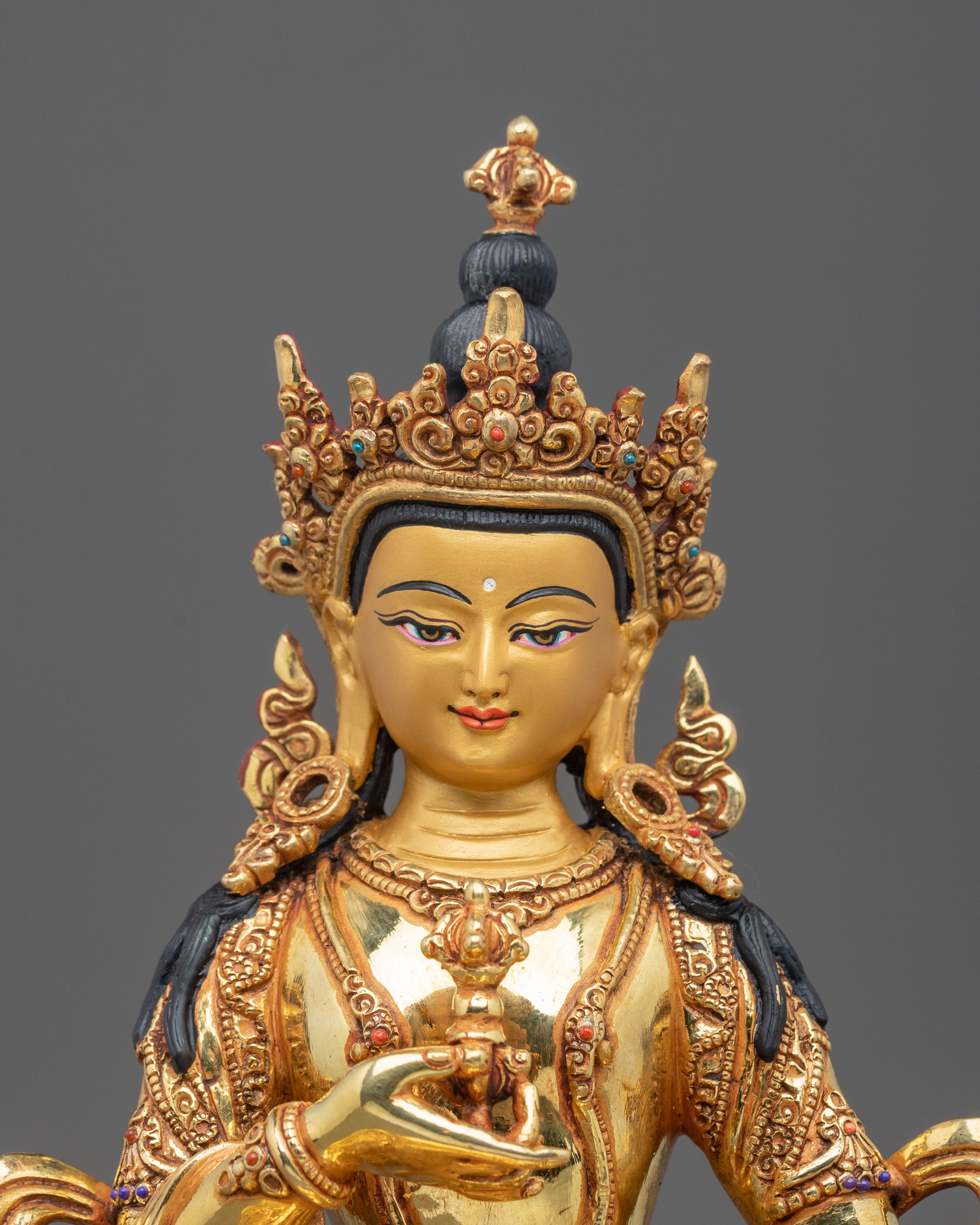 Vajrasattva Sacred Sculpture | Exquisite 24K Gold Gilded