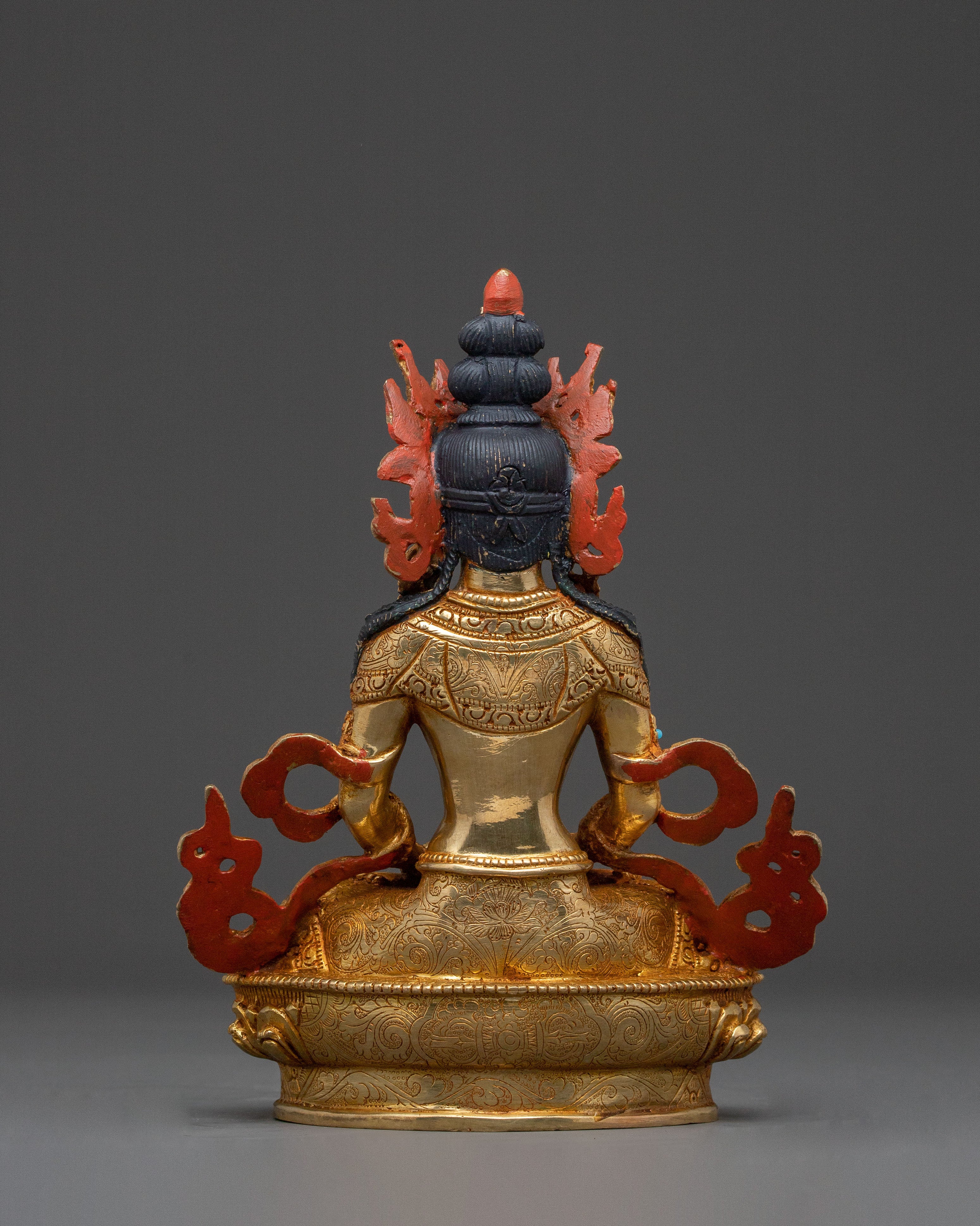 Spiritual Statue of Amitayus – 24K Gold Gilded Copper