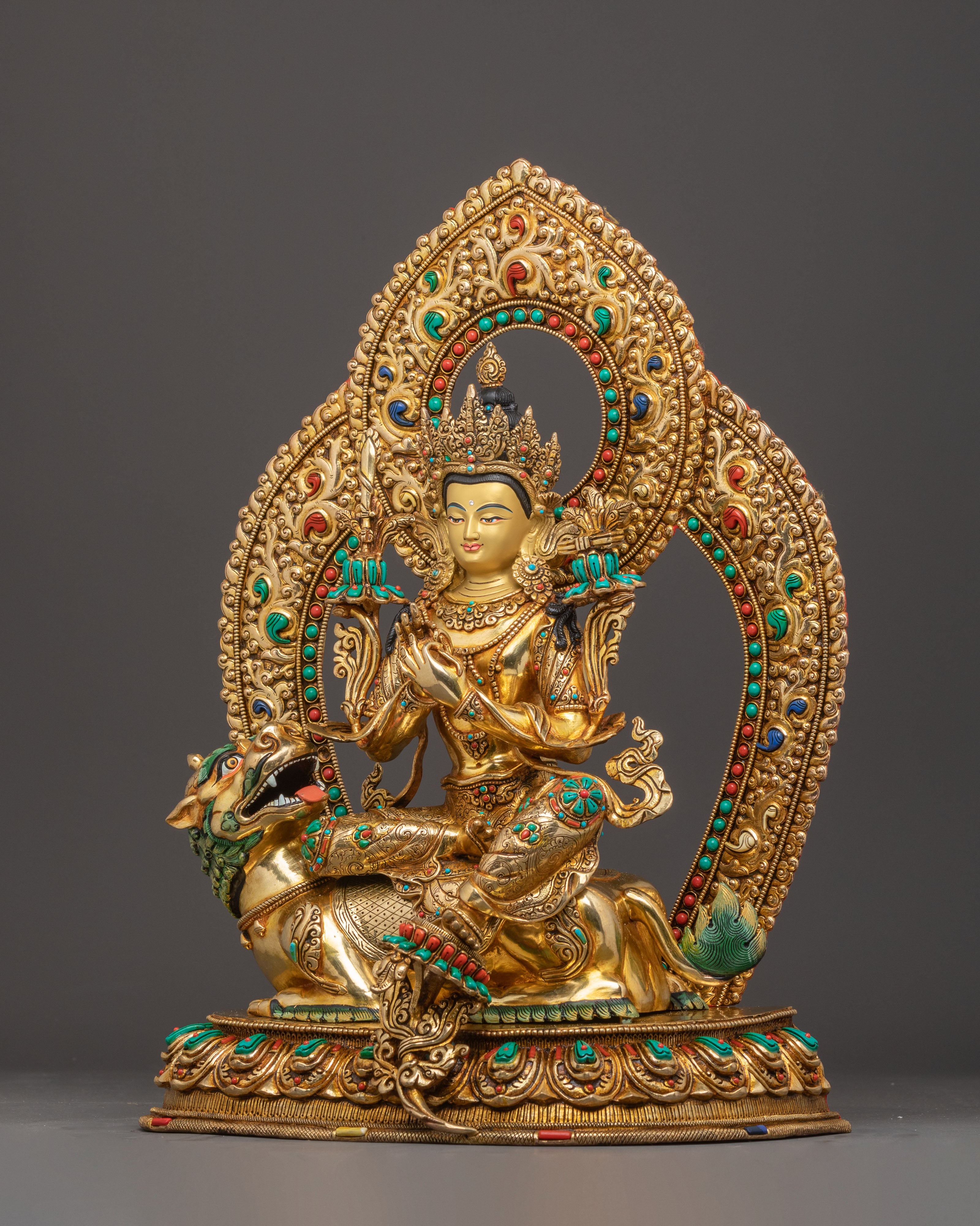 Divine Statue of Simhanada Manjushri | Himalayan Handcrafted Art