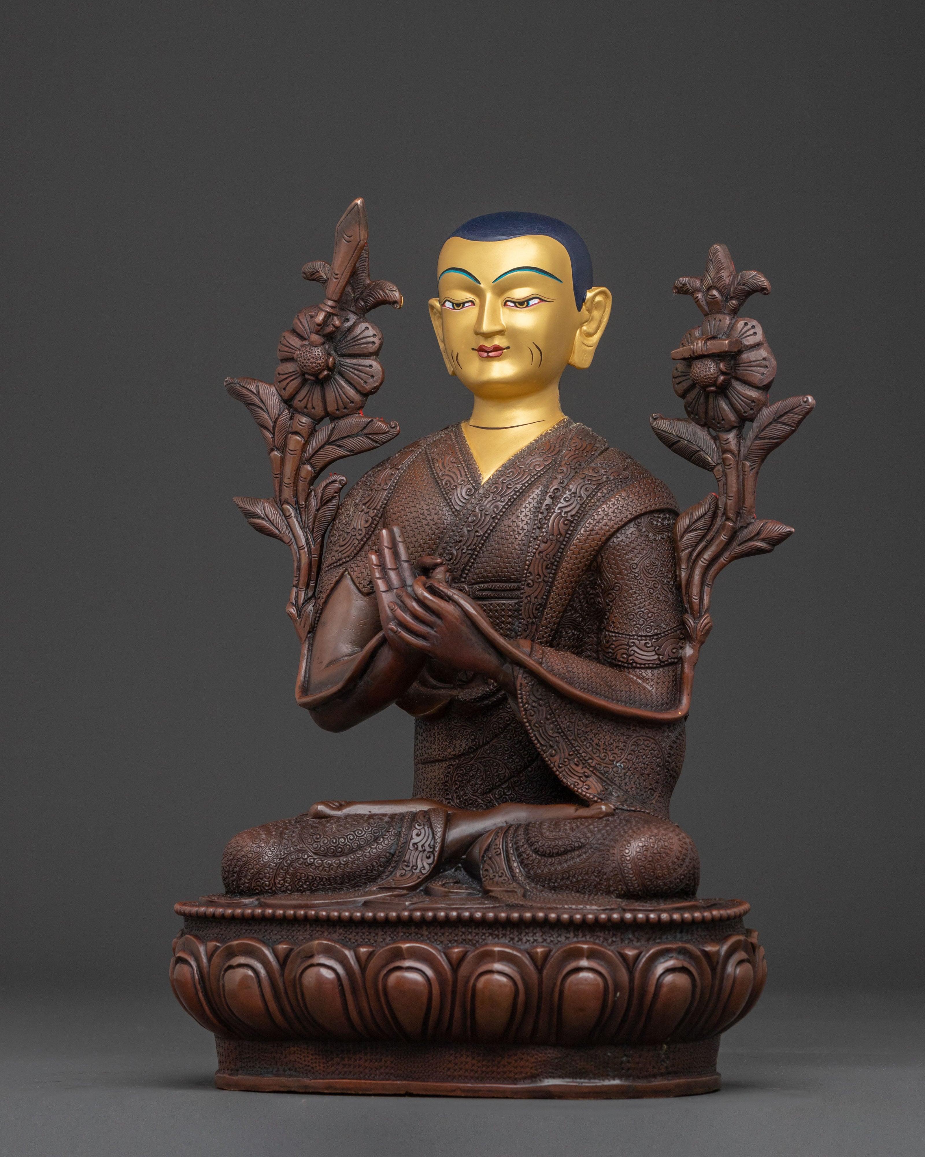 Tsongkhapa Statue Set with Disciples: Altar Home Decor