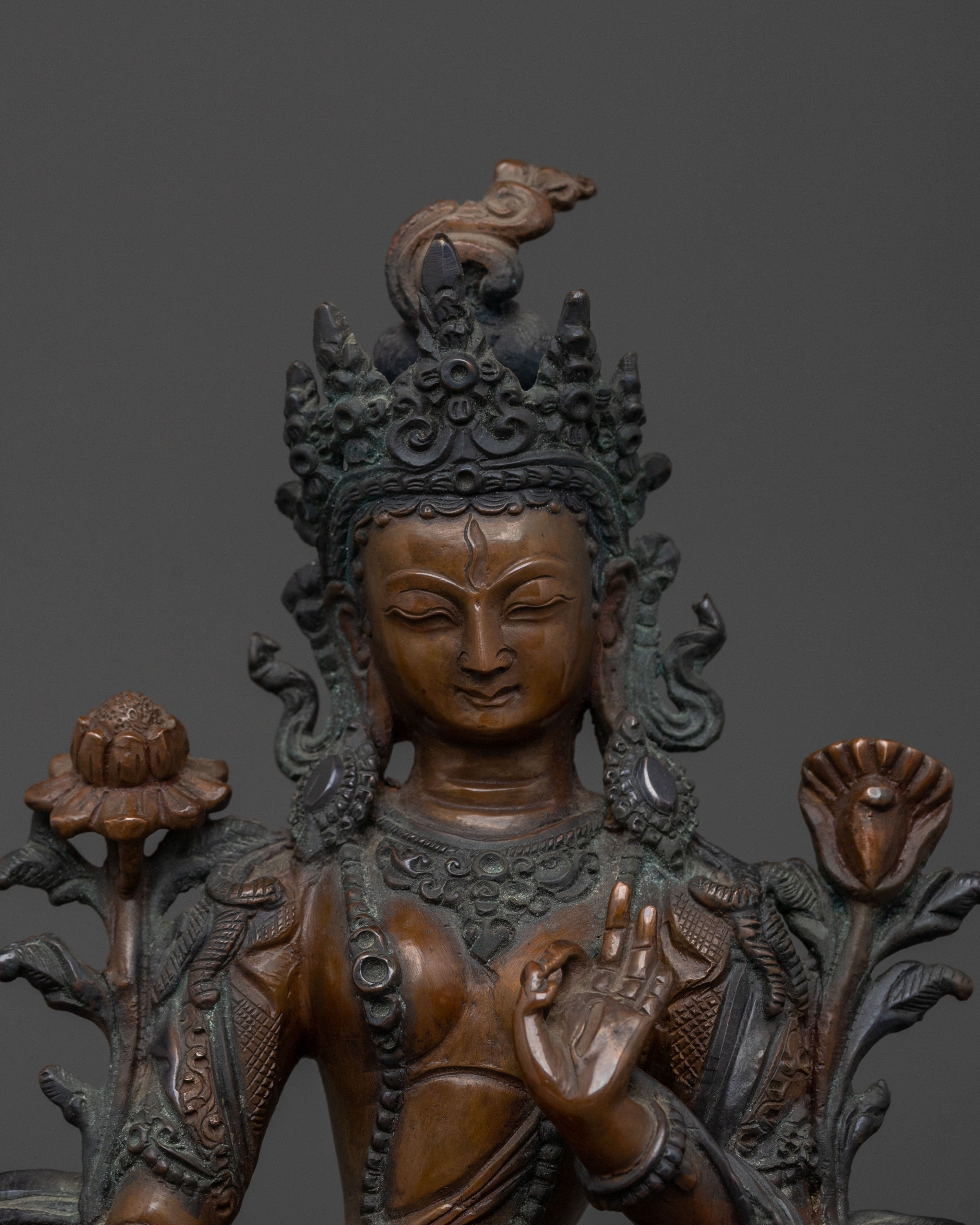 Tibetan Buddhist Goddess White Tara Figurine | Meditation Altar Decor