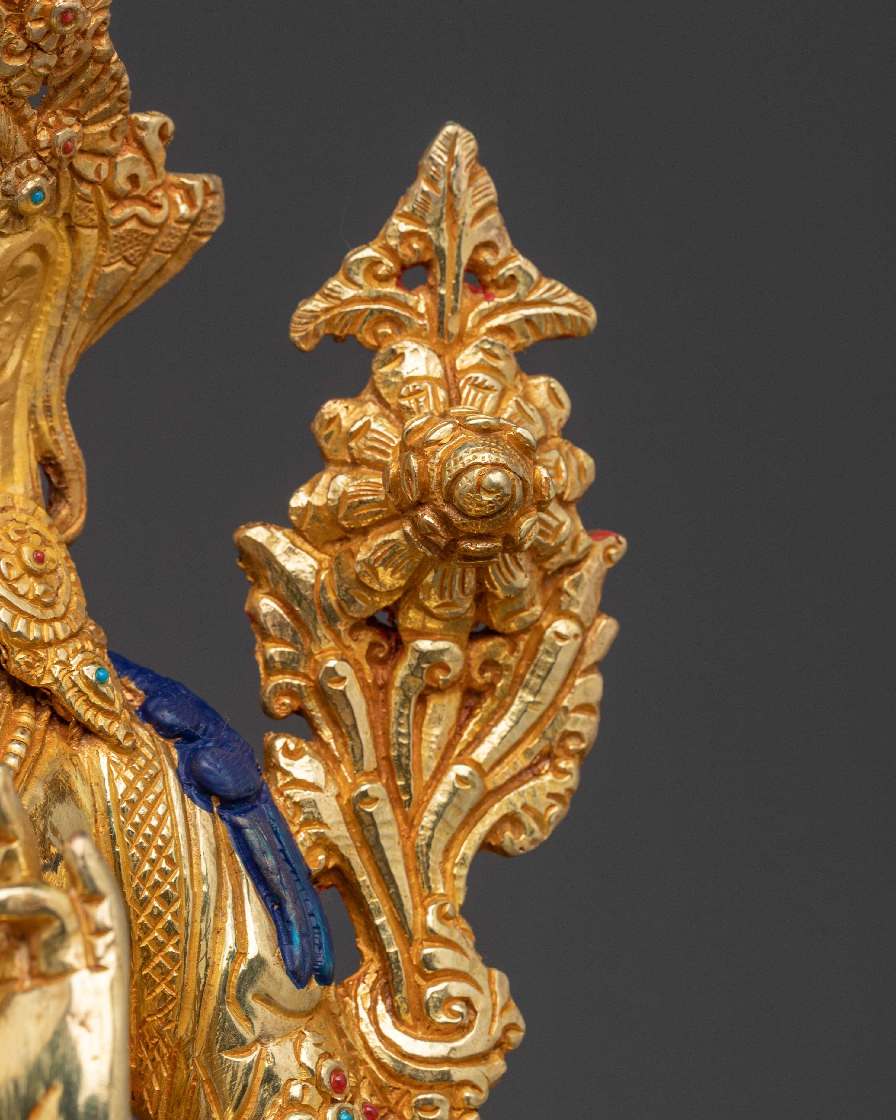 Green Tara Blessed Statue | Serene Gilded Copper Statue