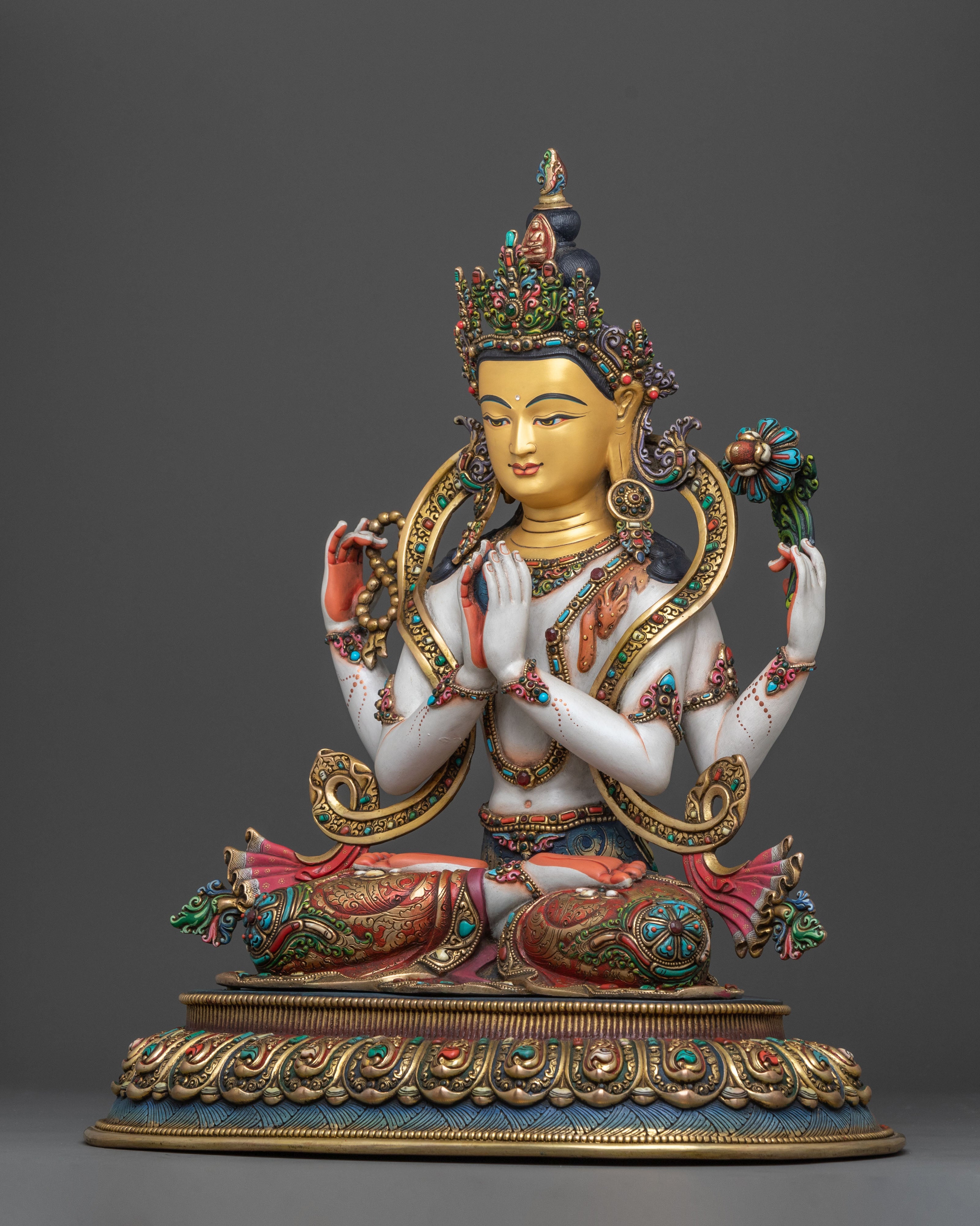 Four-Armed Divine Chenrezig | Buddhist Sculpture