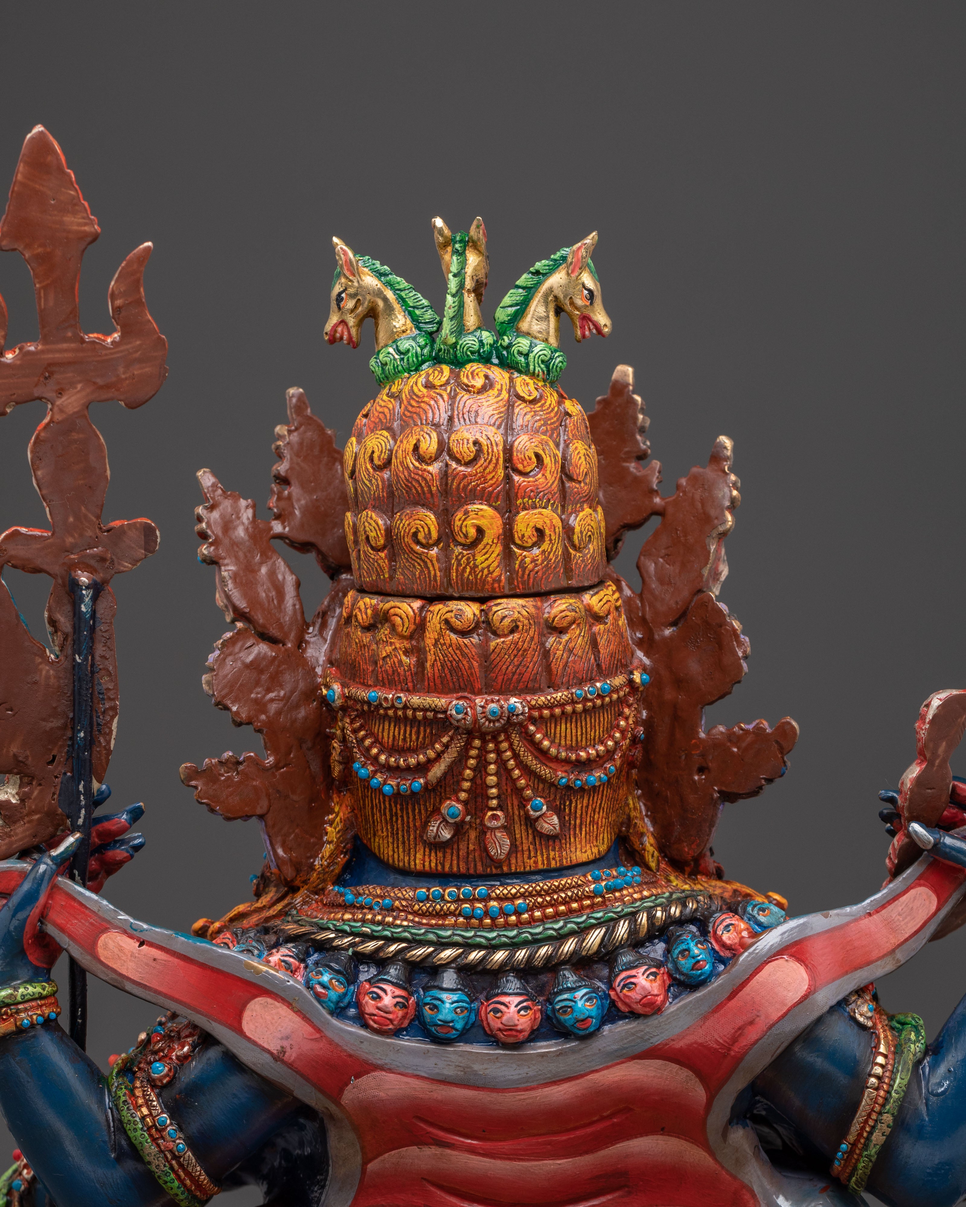 Mahakala Six Arms Protector Sculpture for Altar